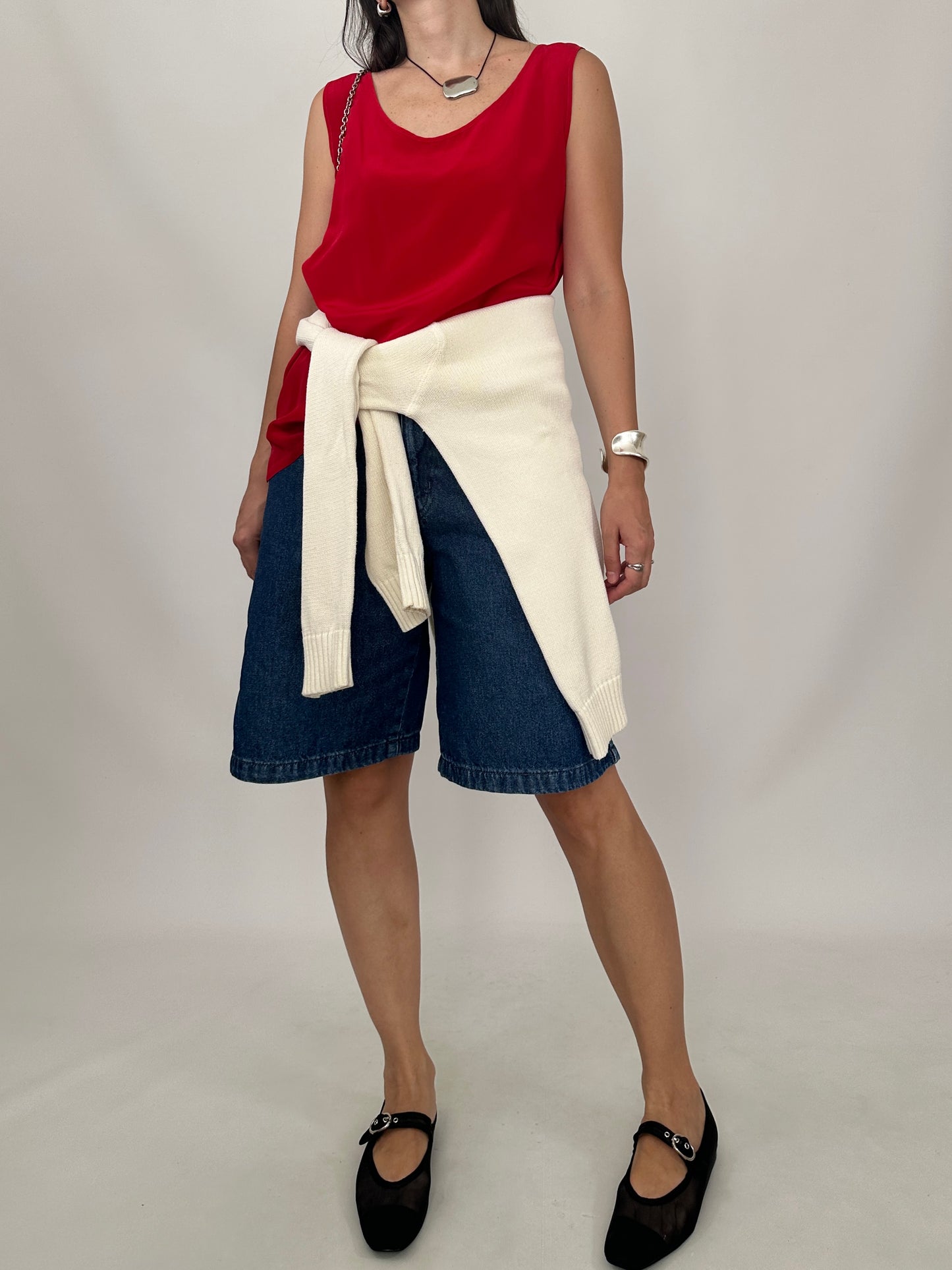 Vintage Red Silk Top