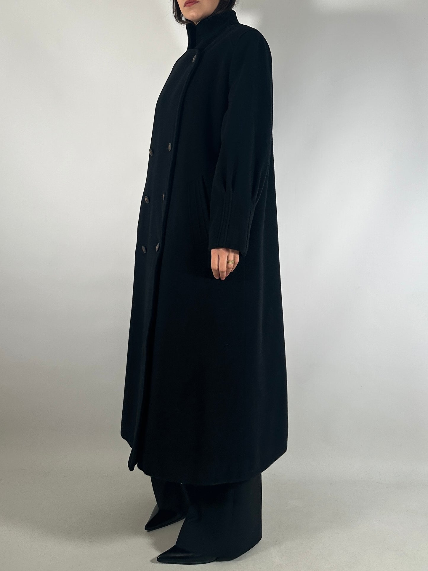 Vintage Black Loden-Style Coat