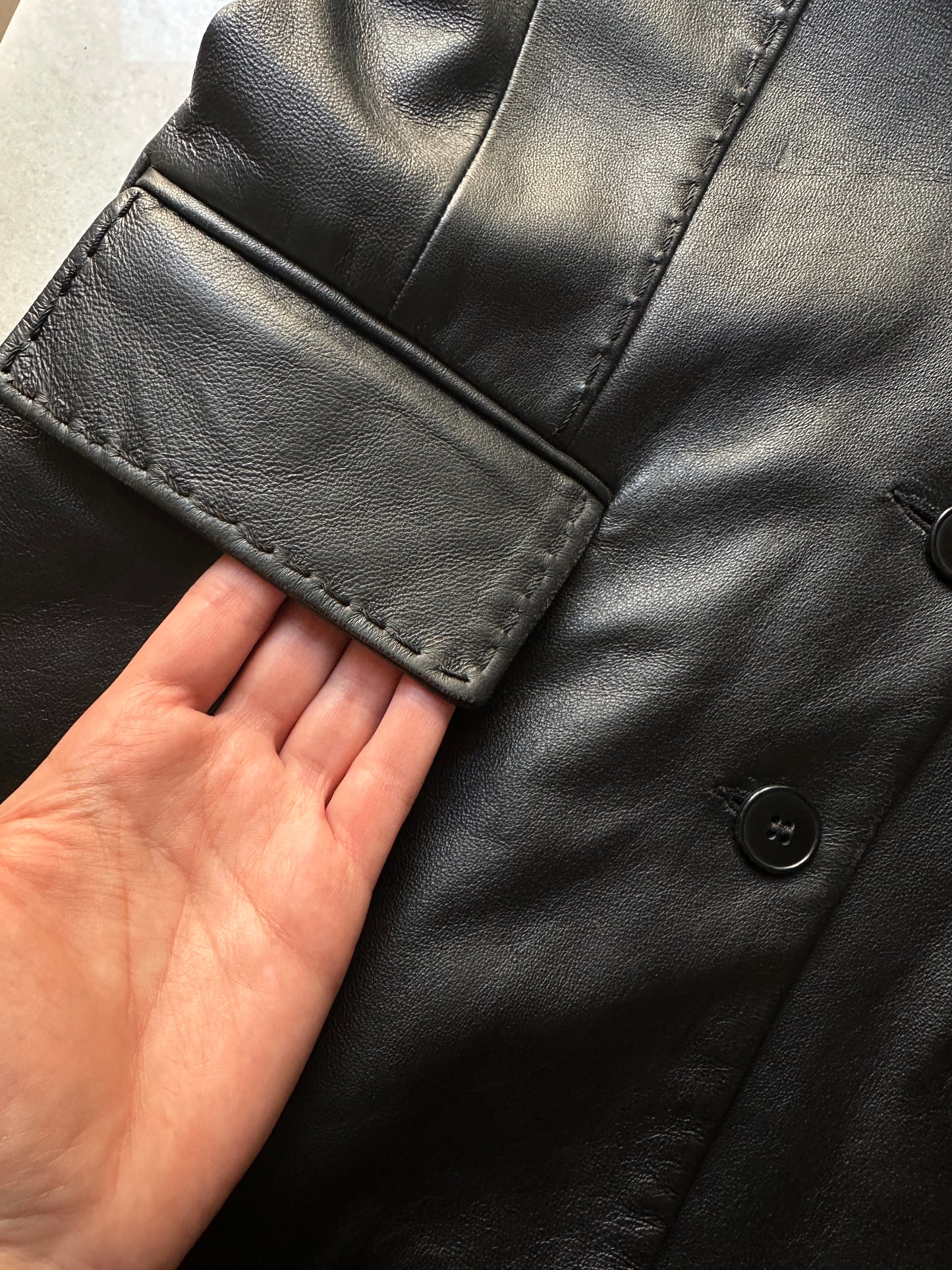Slim fit nappa leather blazer