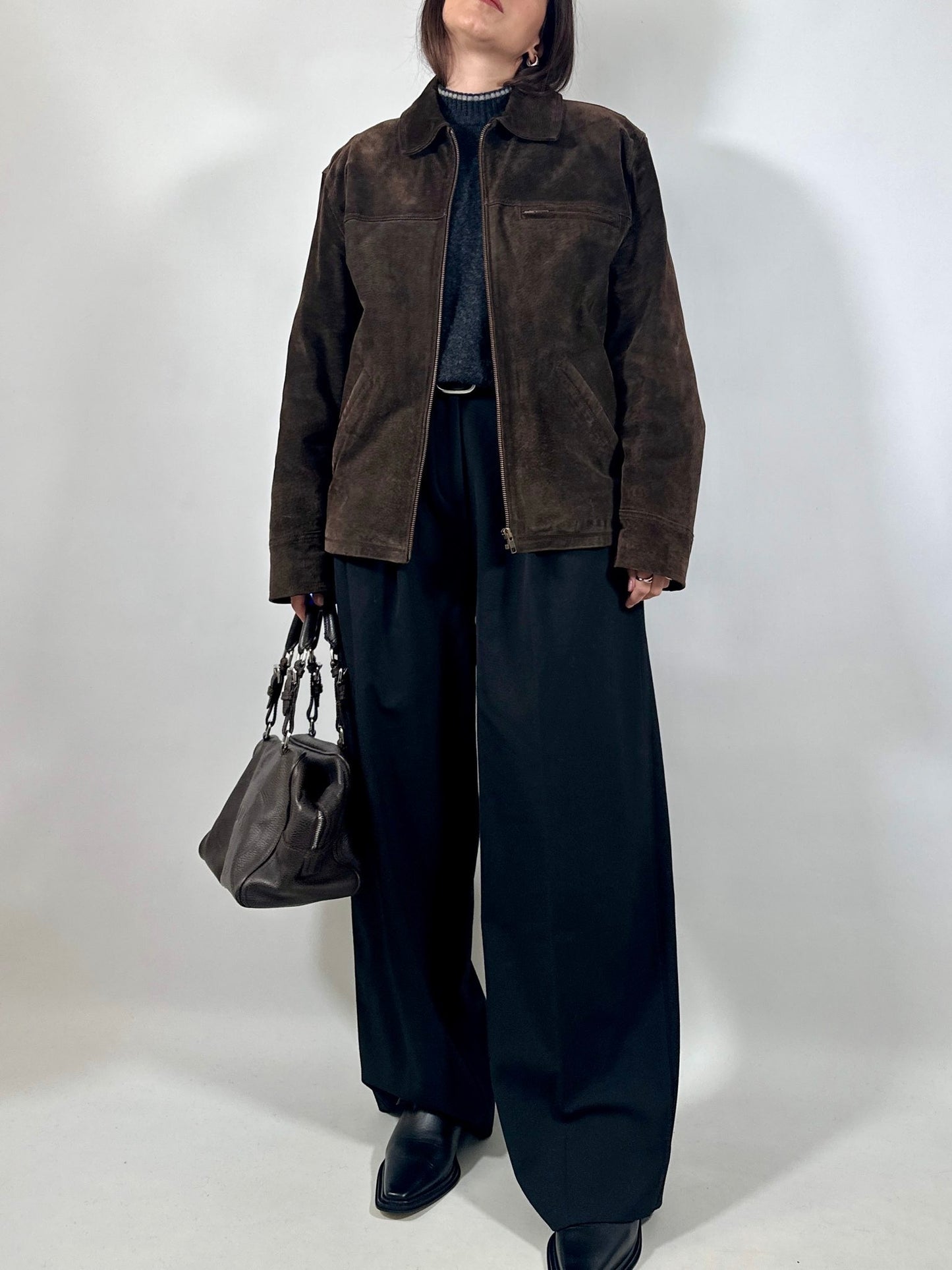 Brown Leather Zipped Jacket