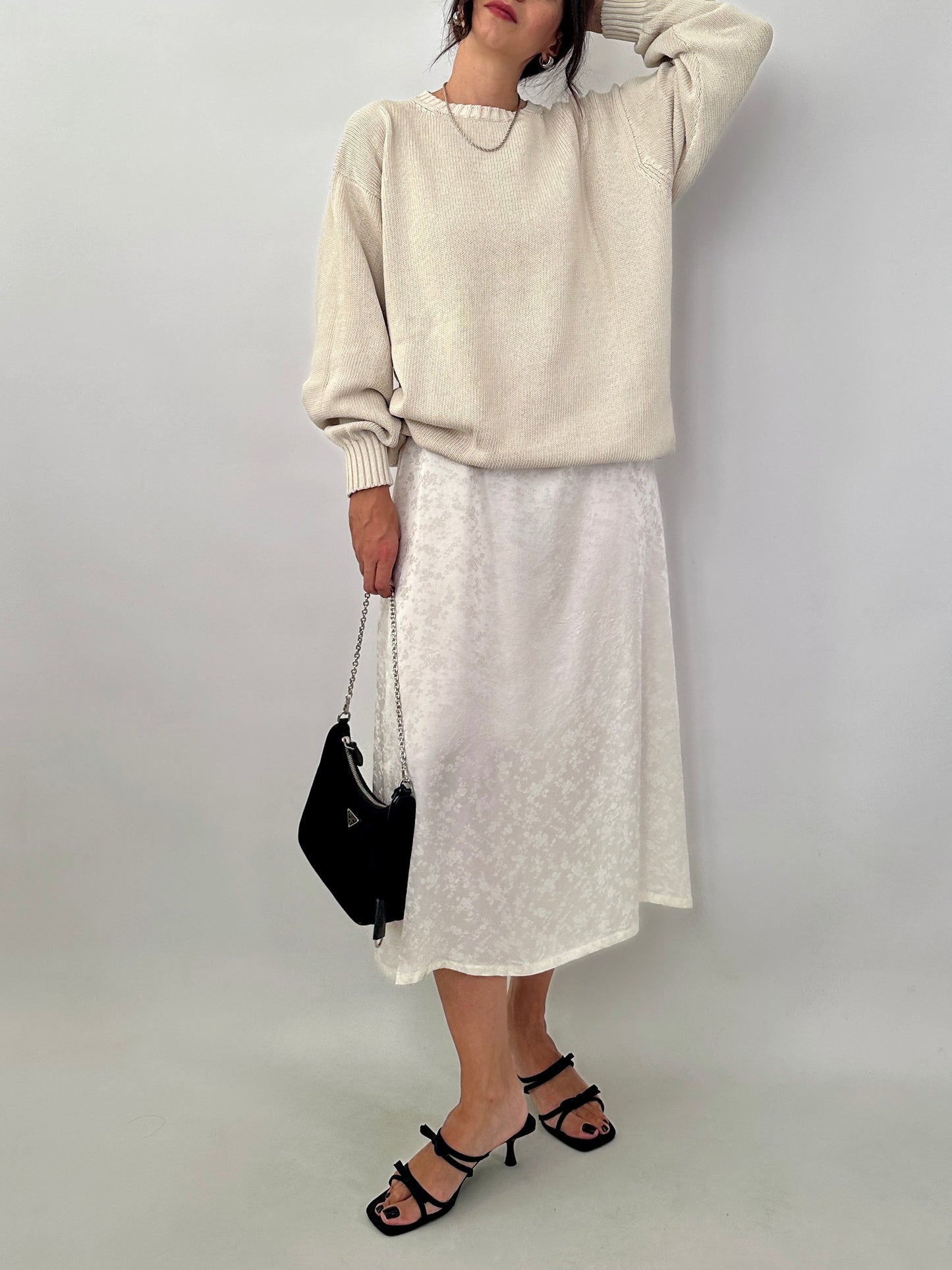 Oversized knitted cotton sweater