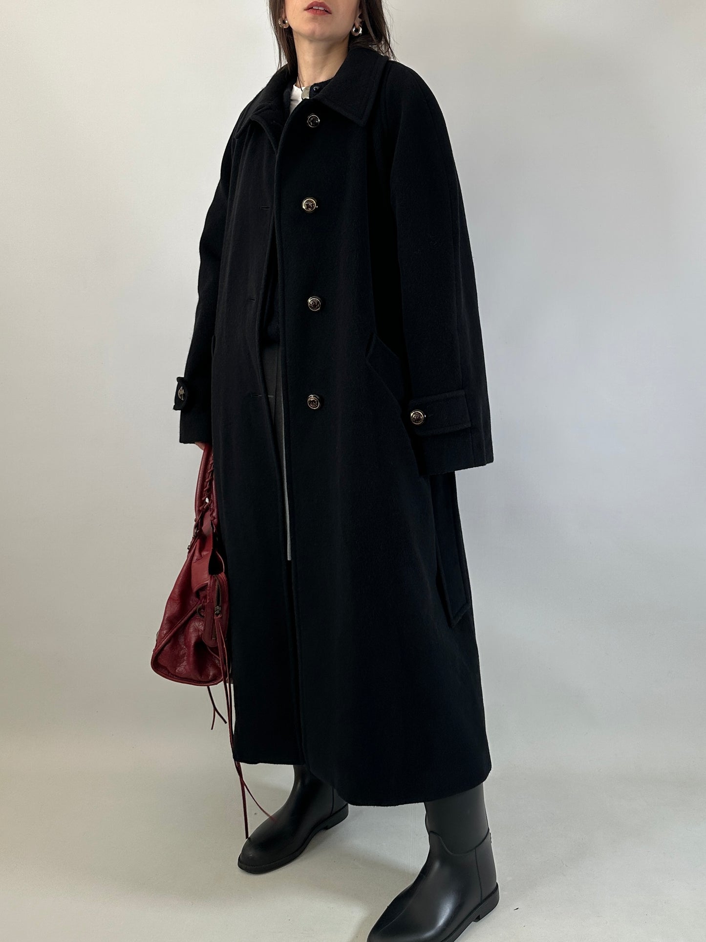 Vintage belted maxi coat