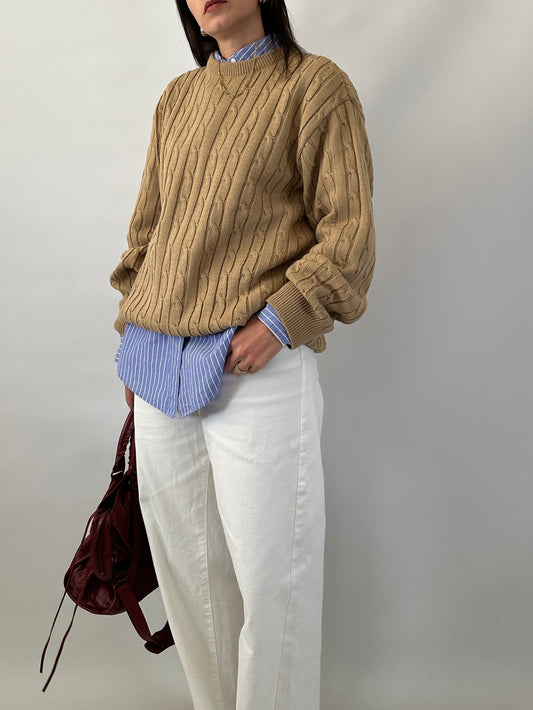 Cable-knit oversized sweater