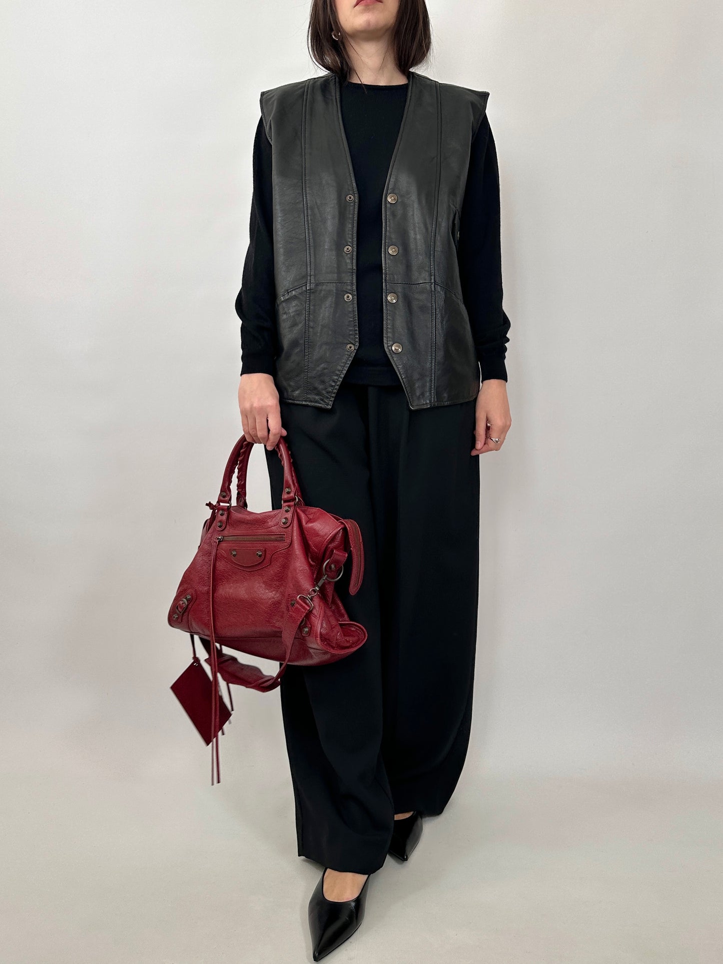 Vintage Leather Button-Up Vest