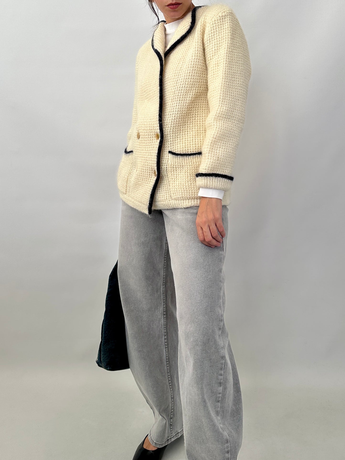 Double-breasted knitted jacket