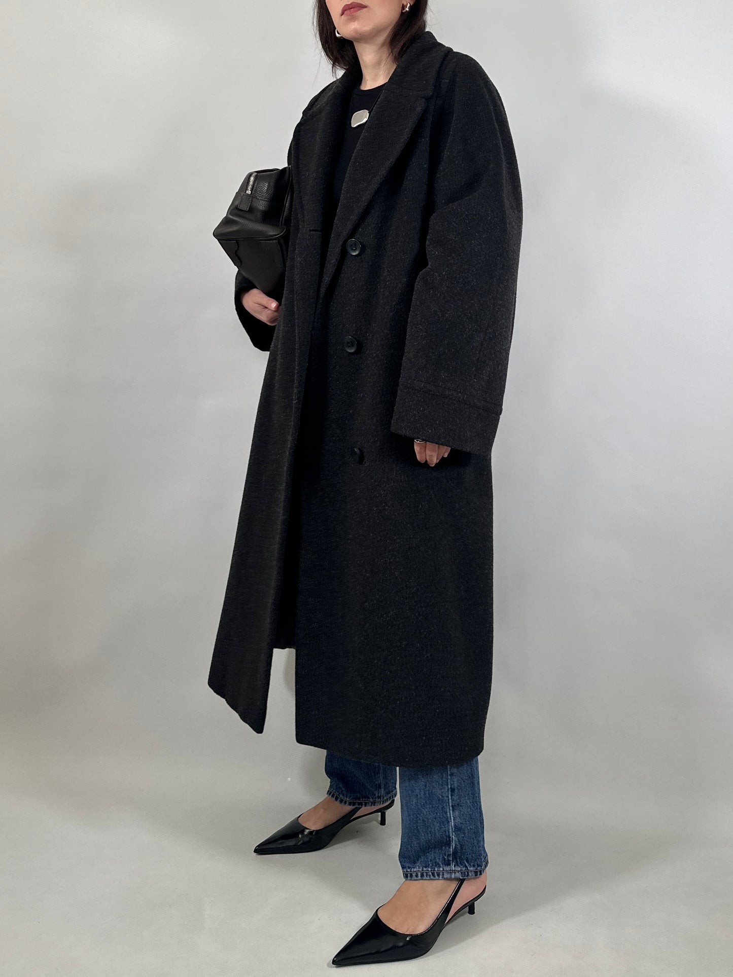 Grey Mohair Oversized Coat
