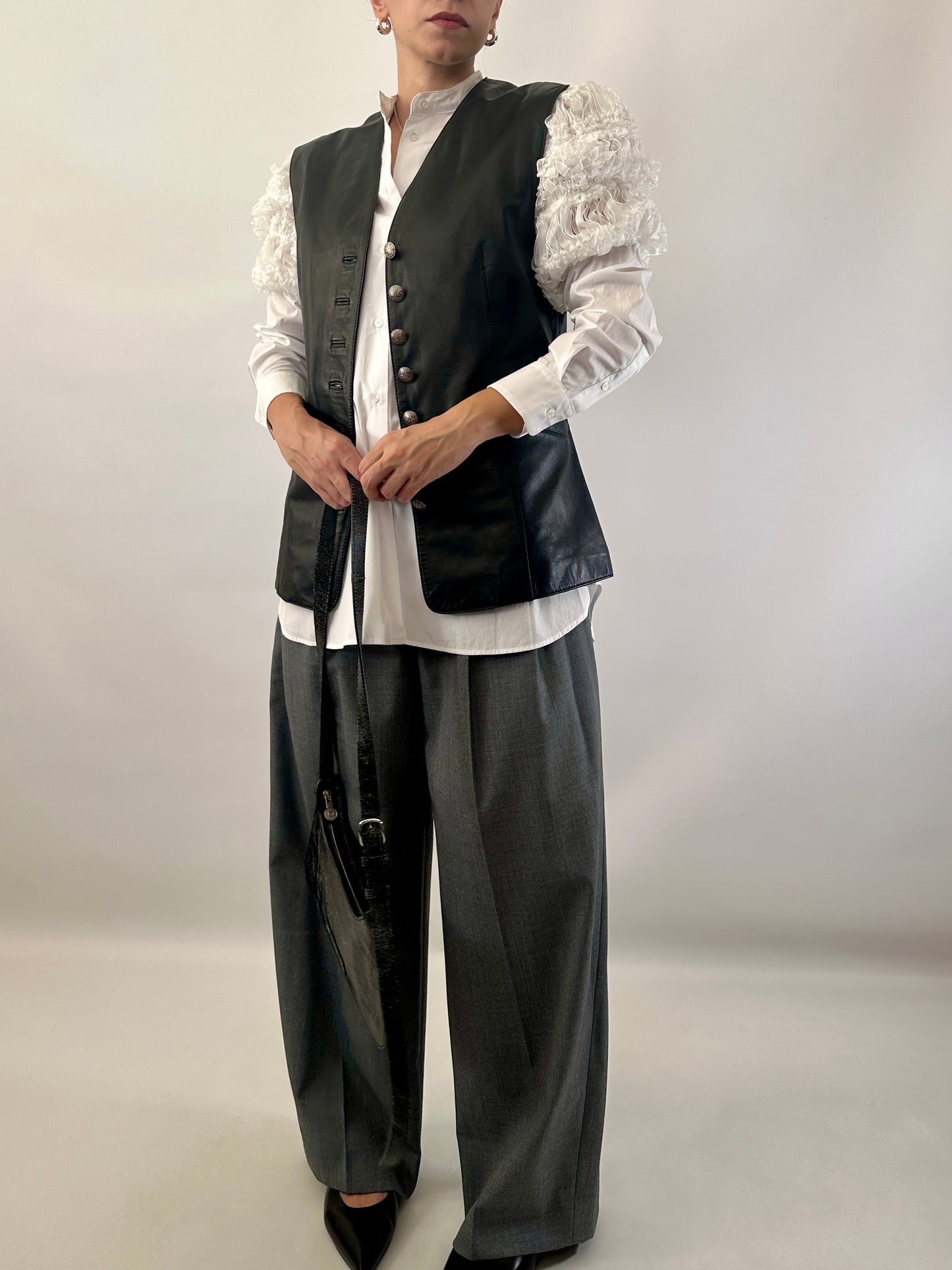 Vintage real leather waistcoat