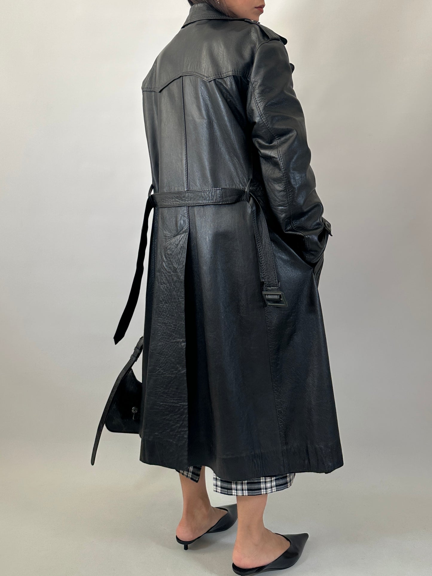 Long soft leather trench coat