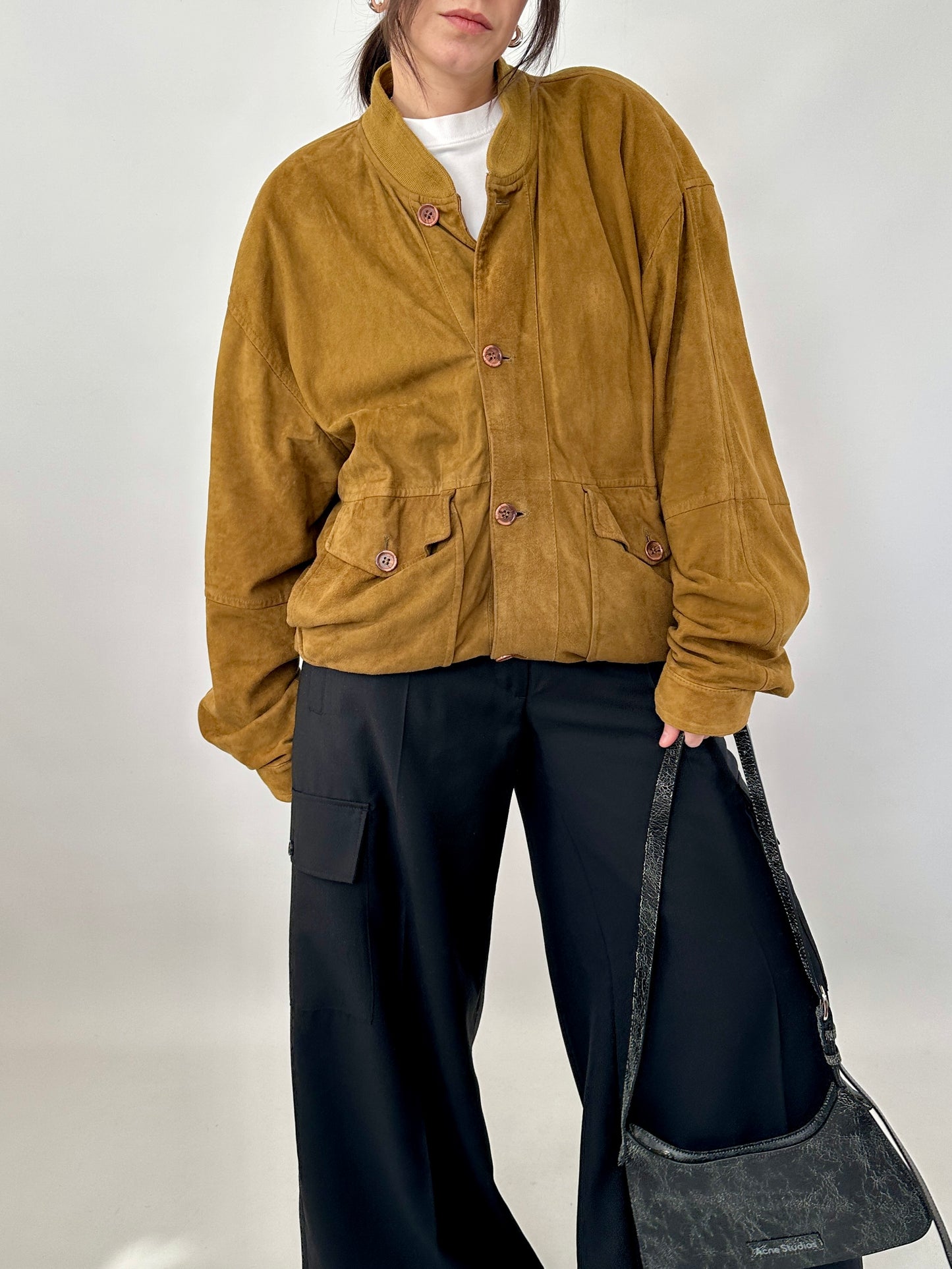 Vintage bomber in real suede