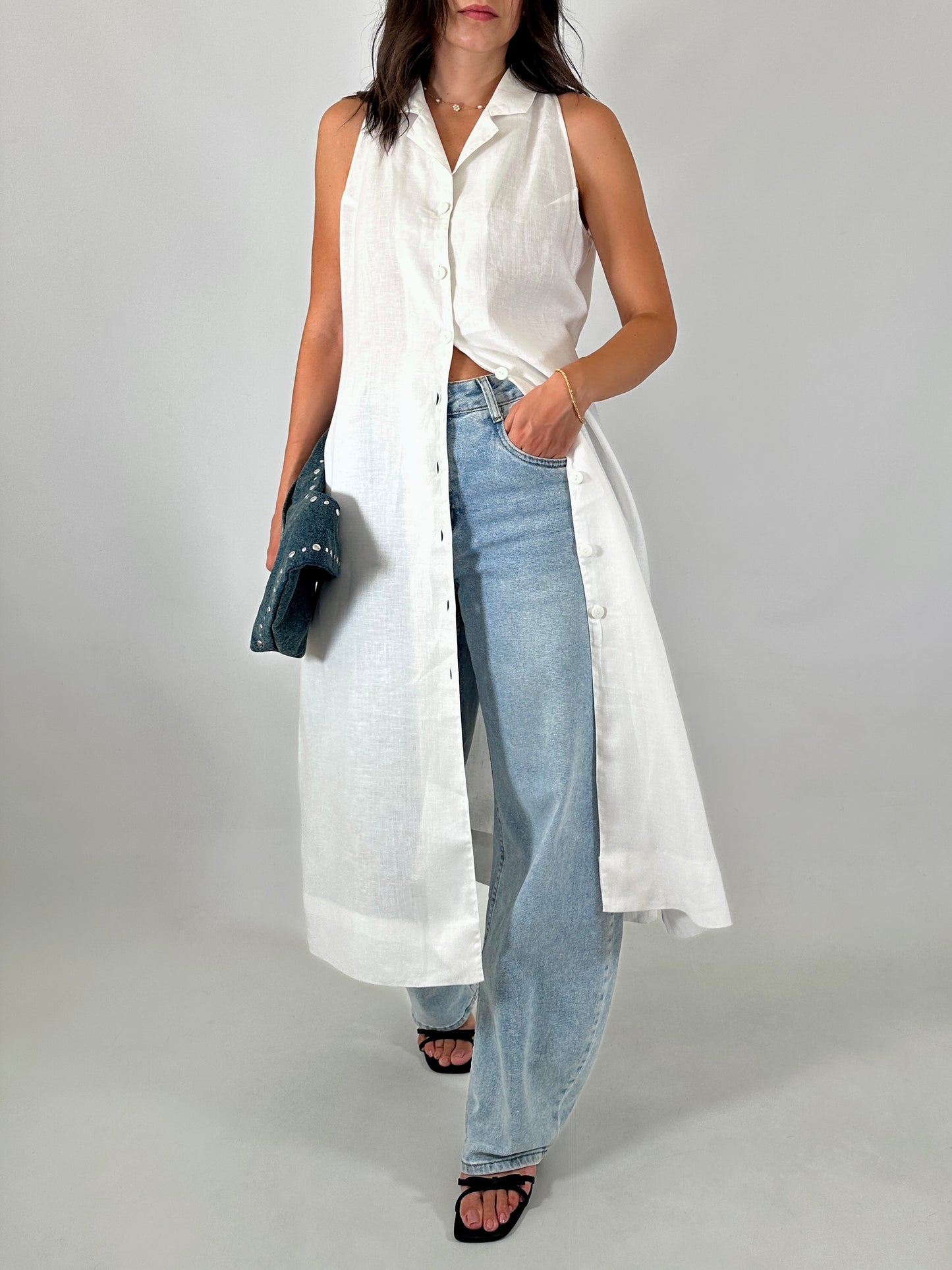 Pure linen chemisier dress