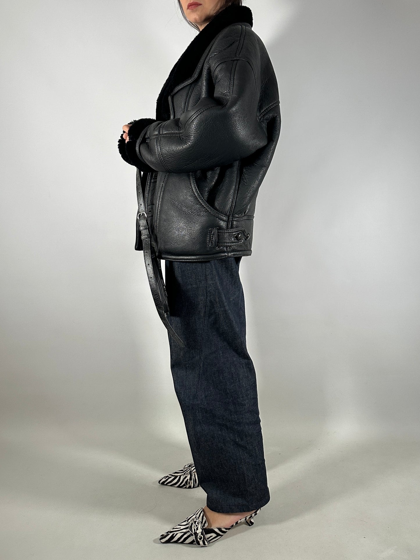 Vintage Black Shearling Jacket