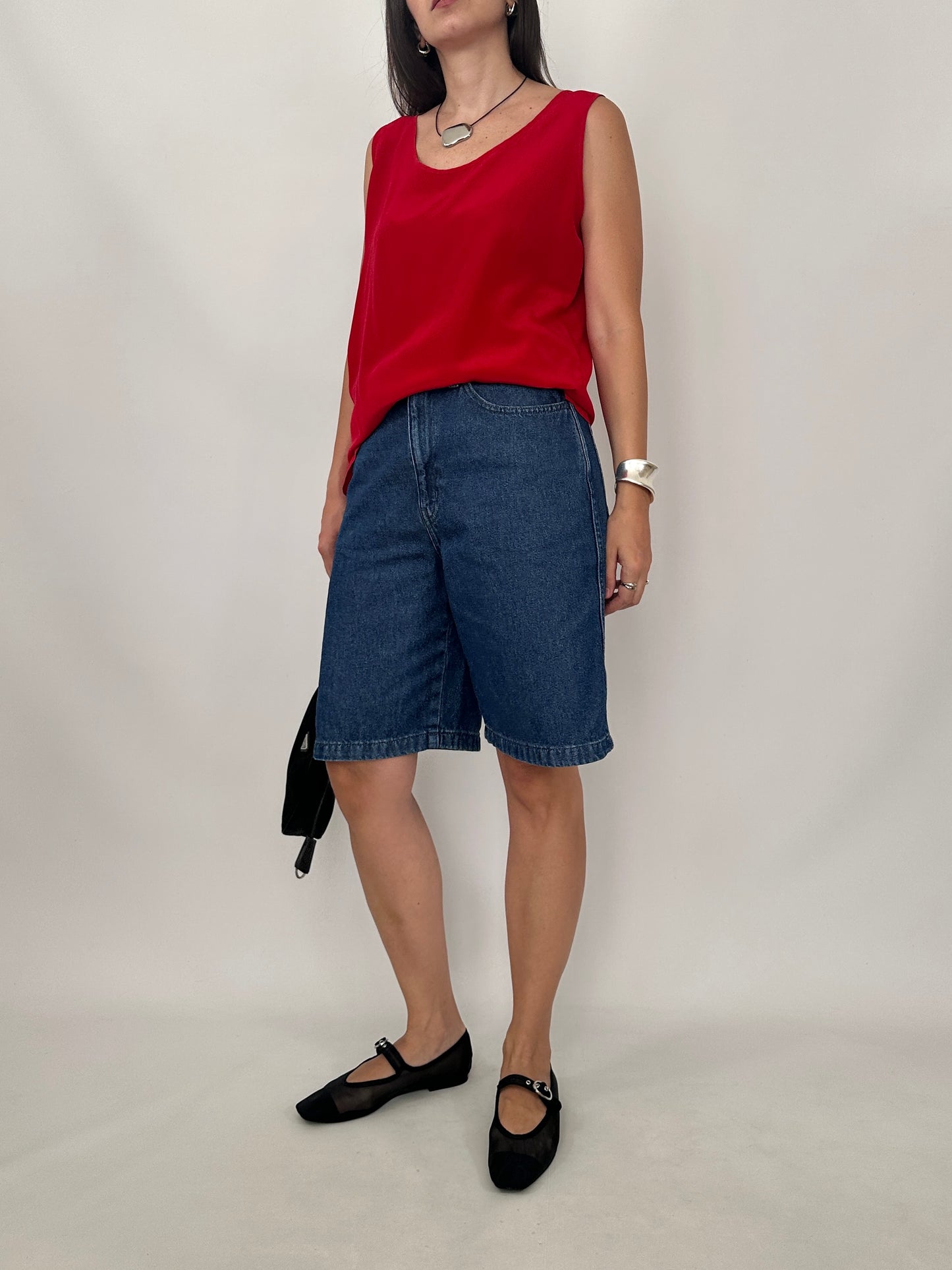 Vintage Red Silk Top