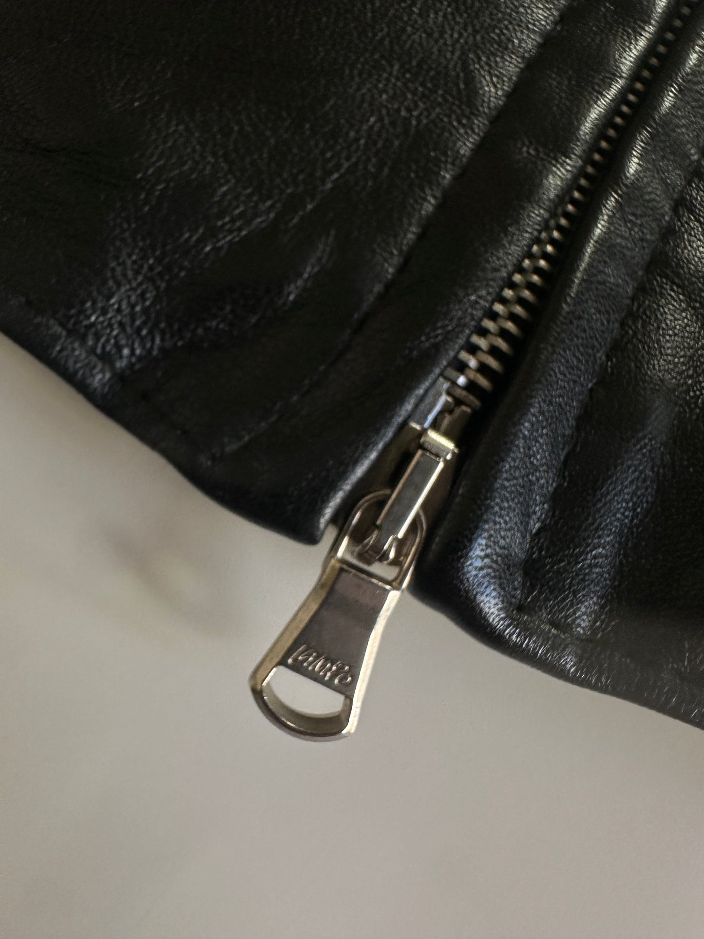 Minimal Black Leather Zip-Up Jacket