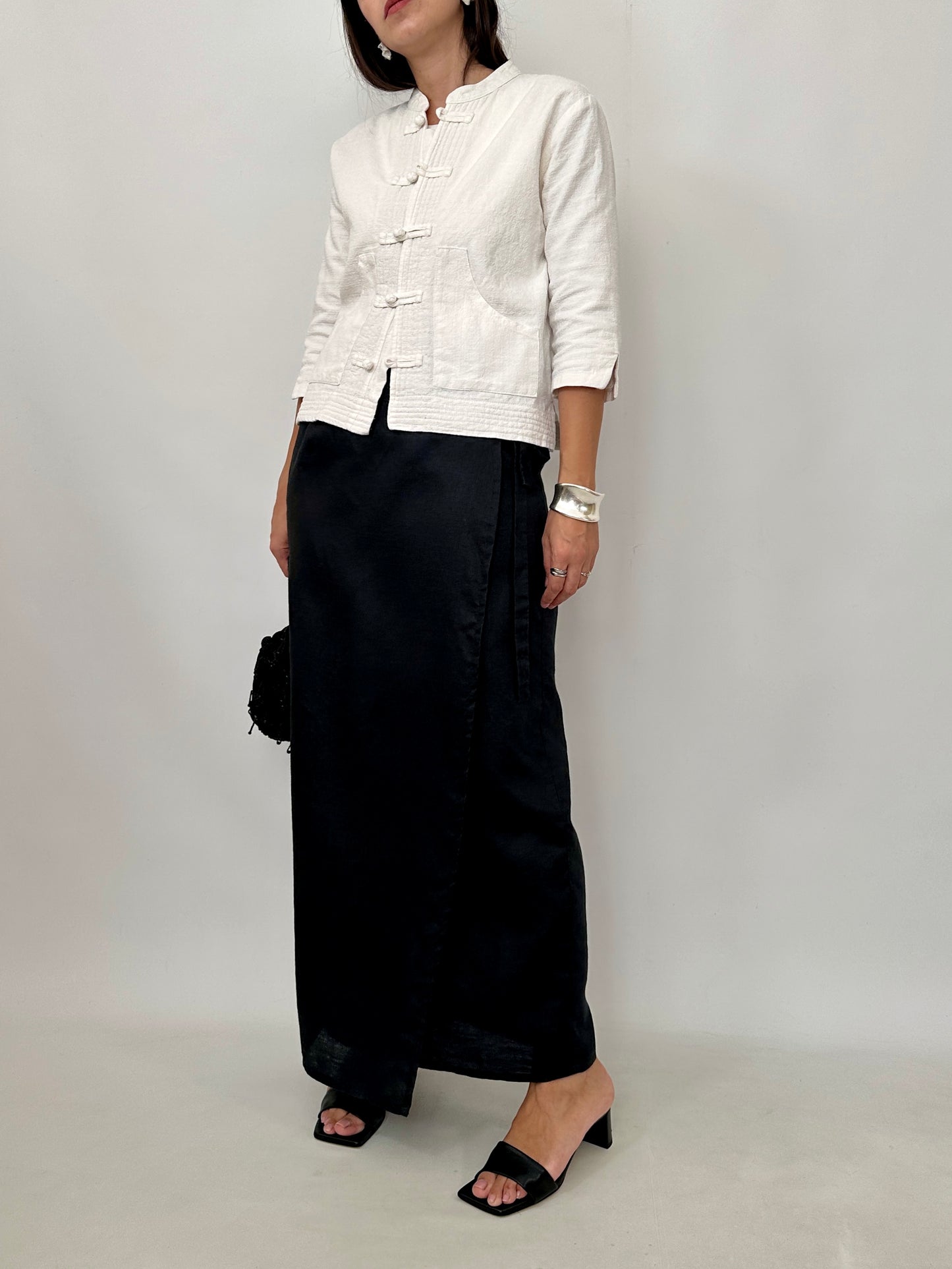Boxy Textured Frog Closure Jacket