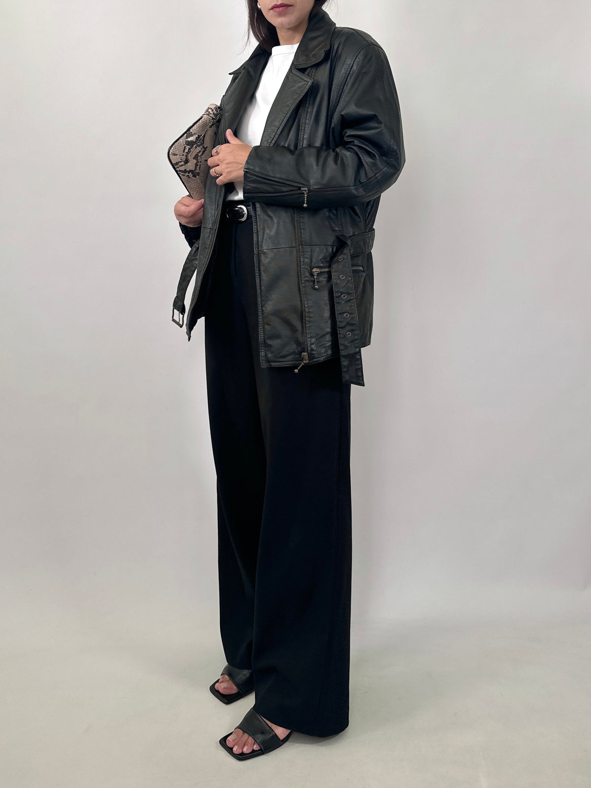 80s Belted Leather Jacket