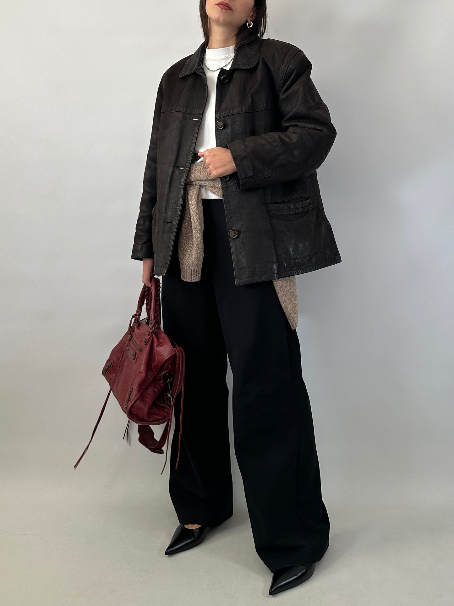 Nubuck leather car coat