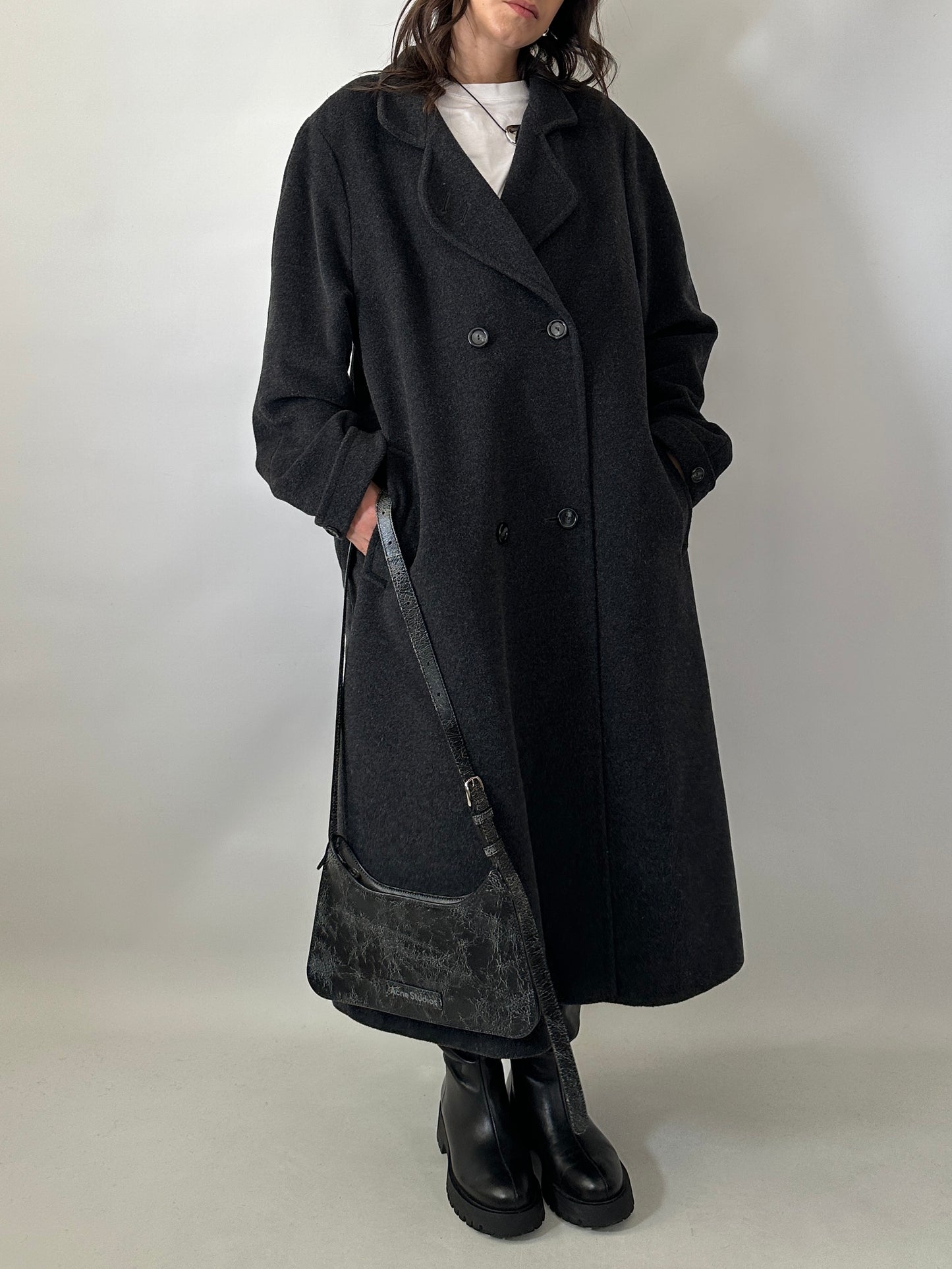 Vintage wool and kid mohair long coat - oversized fit