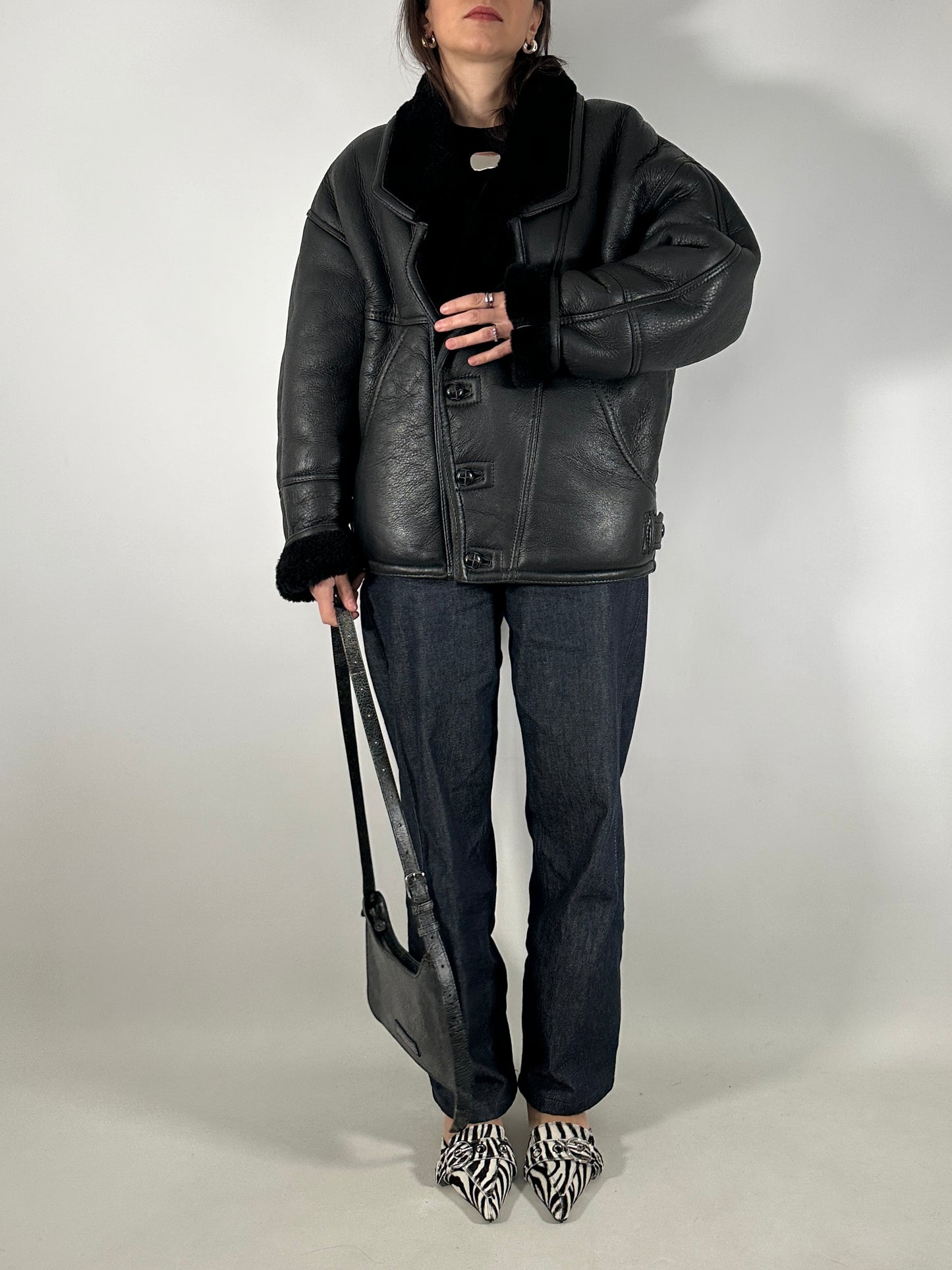 Vintage Black Shearling Jacket
