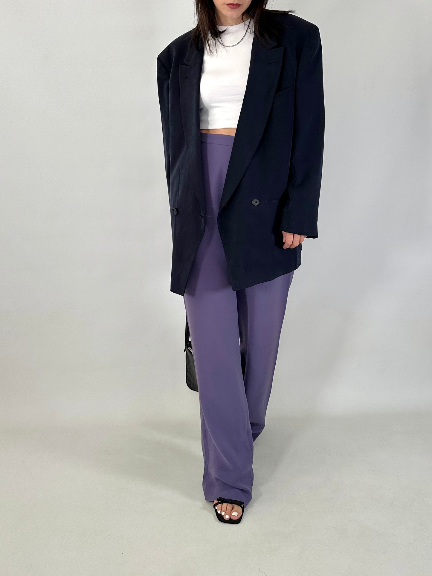 Wide leg pure silk trousers