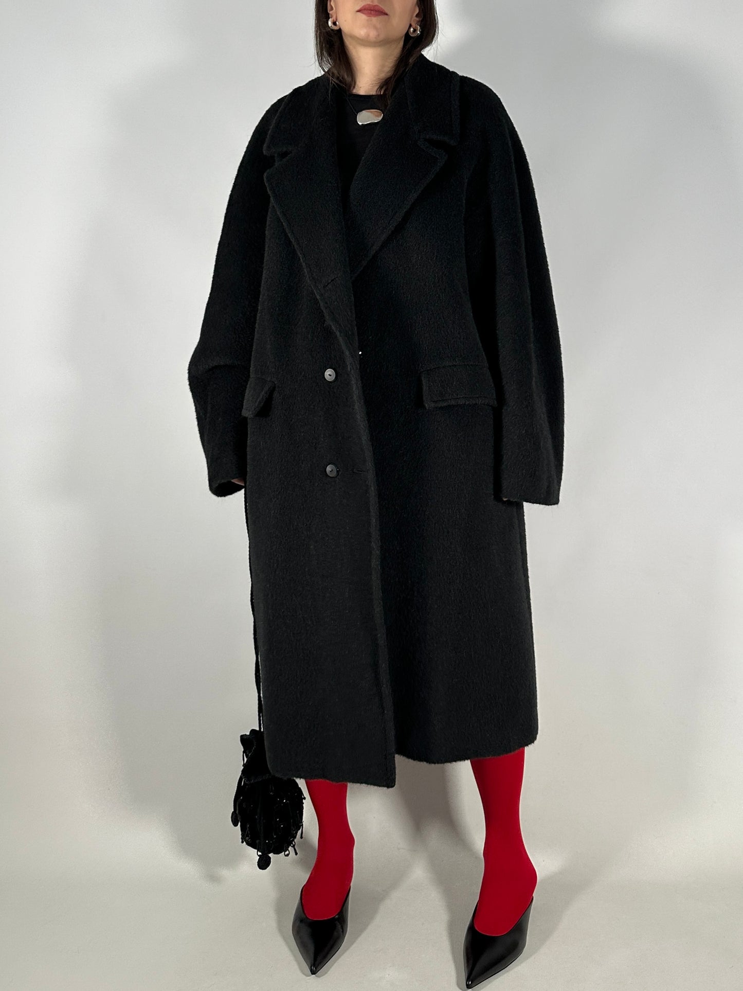 Vintage Black Alpaca Coat