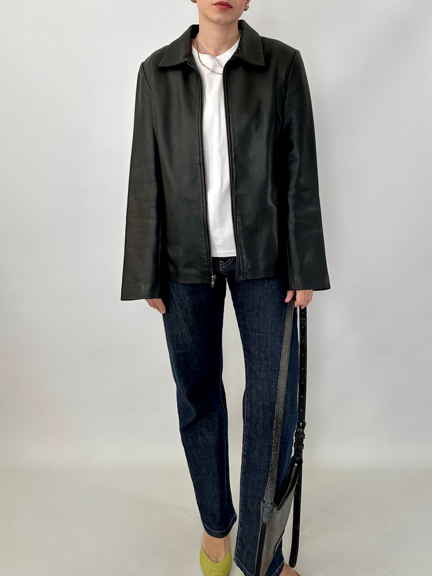 Vintage zipped leather jacket