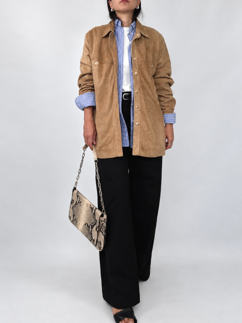 Beige Suede Shirt Jacket