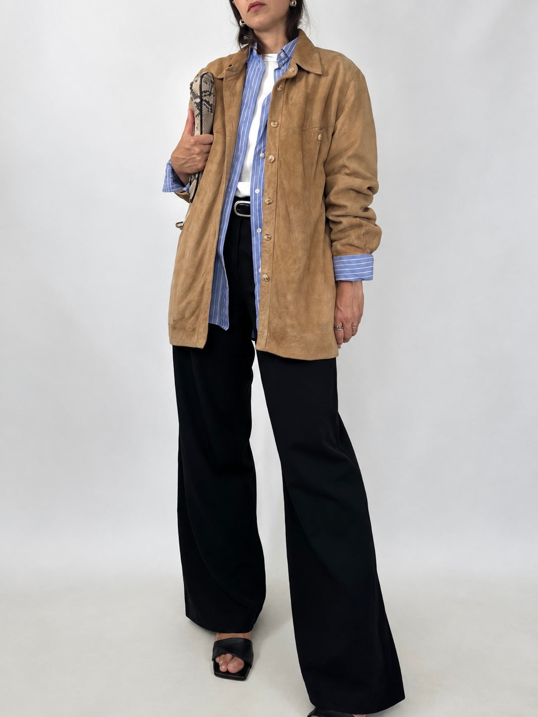 Beige Suede Shirt Jacket