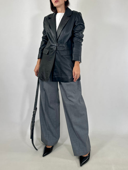 Minimal Closure Leather Blazer
