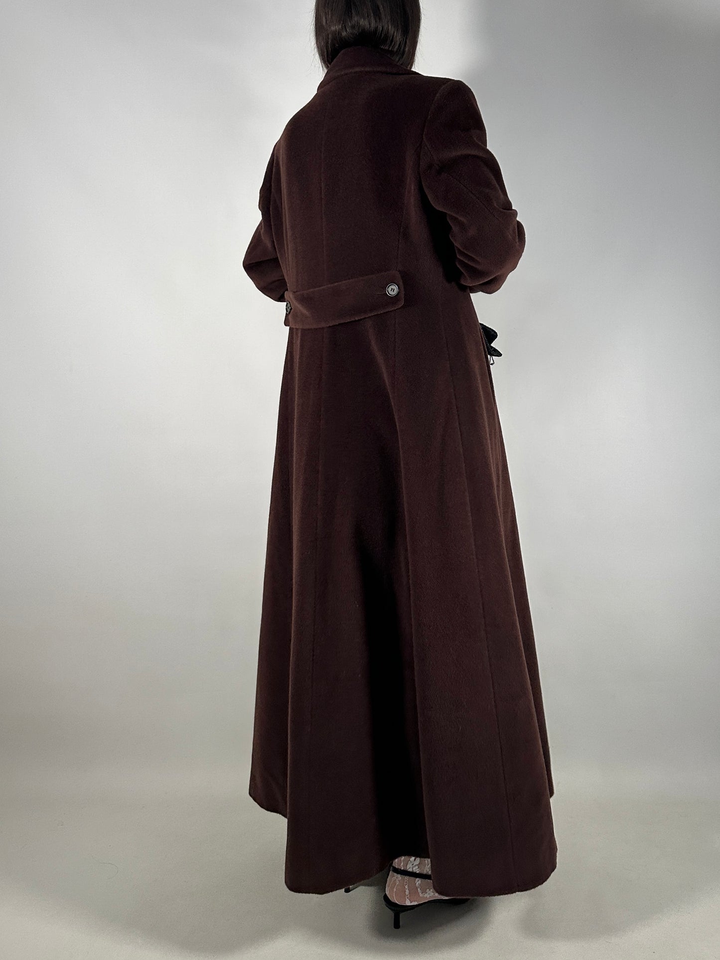 Vintage Extra Long Brown Piacenza Wool Coat