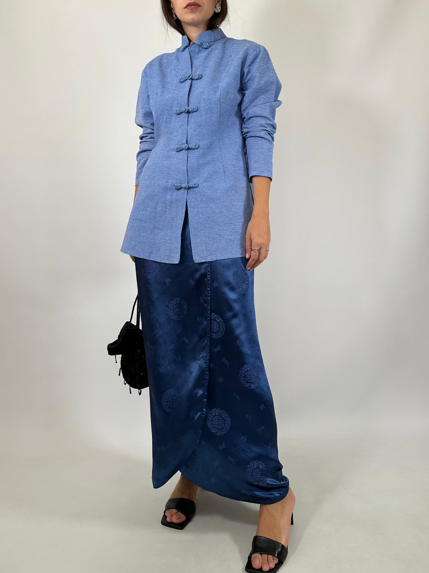 Blue Natural Silk Oriental Shirt