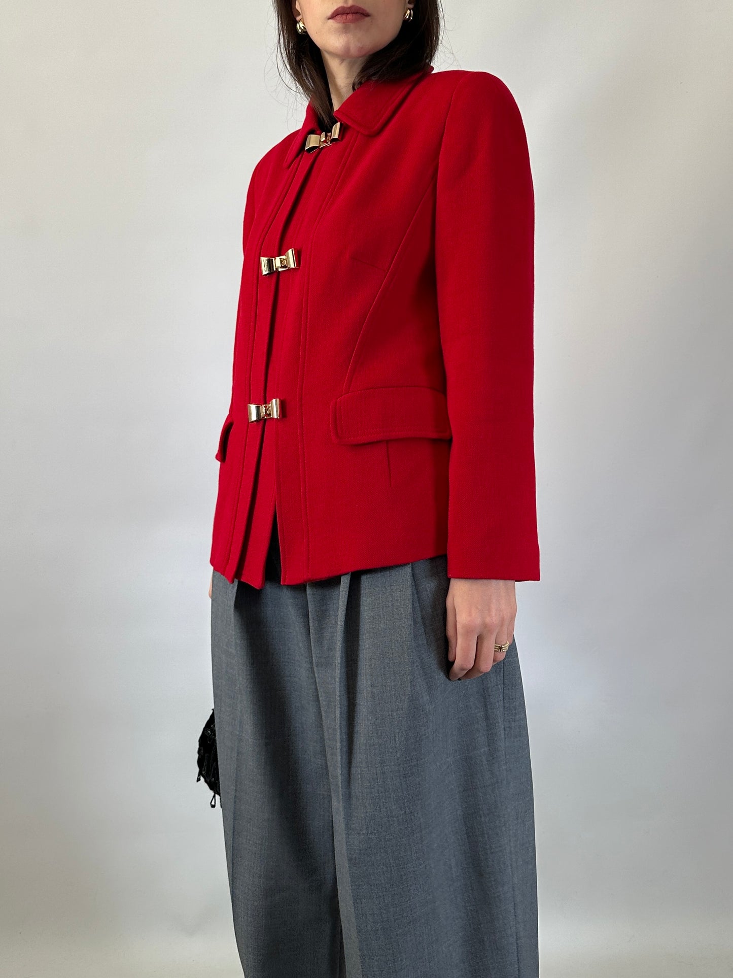 Vintage Luisa Spagnoli Red Jacket with Bow Buttons