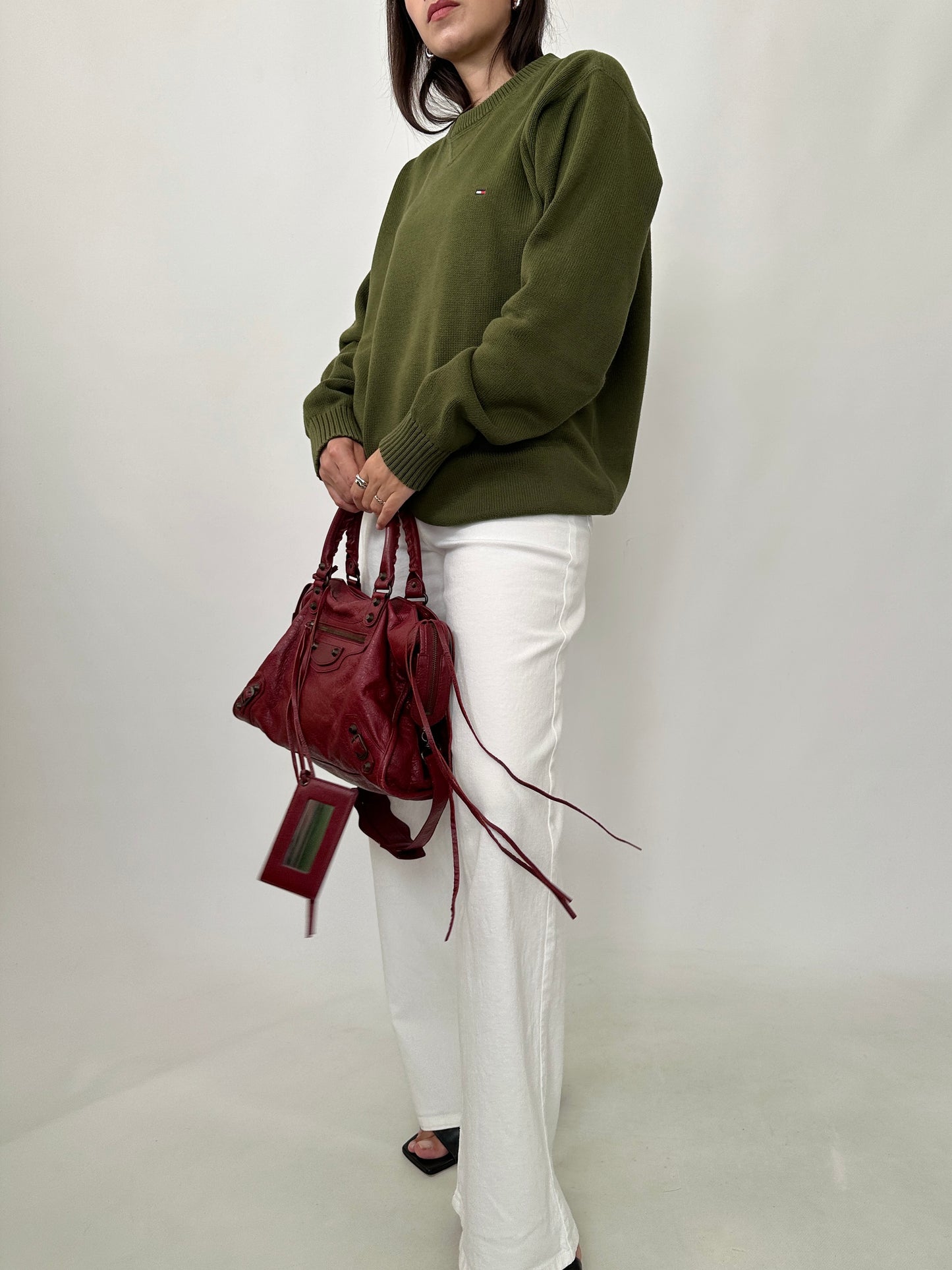 Tommy Hilfiger Olive Green 100% Cotton Sweater