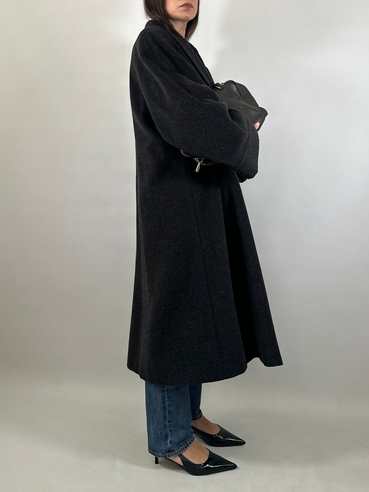 Grey Mohair Oversized Coat