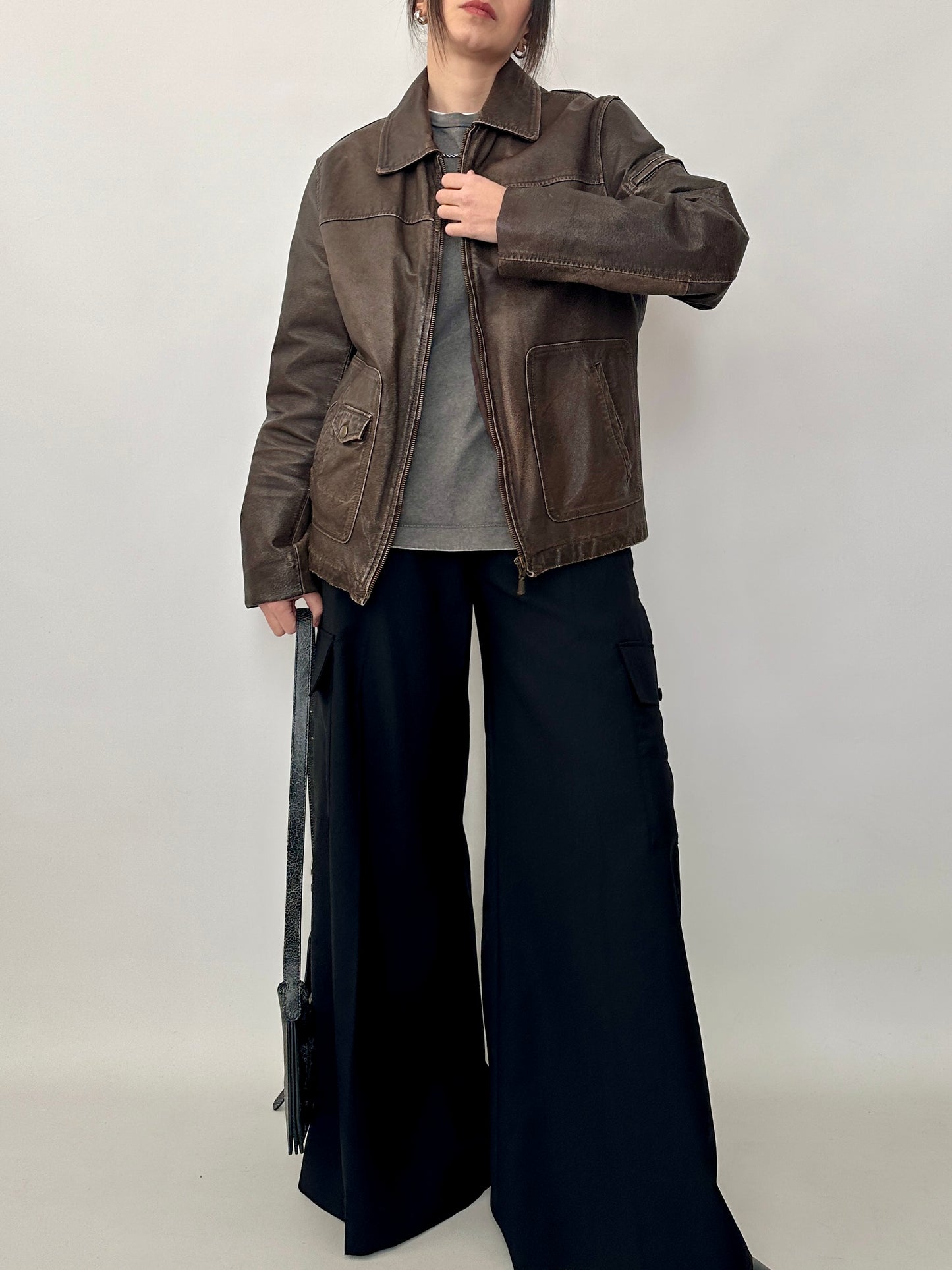 Genuine leather distressed jacket