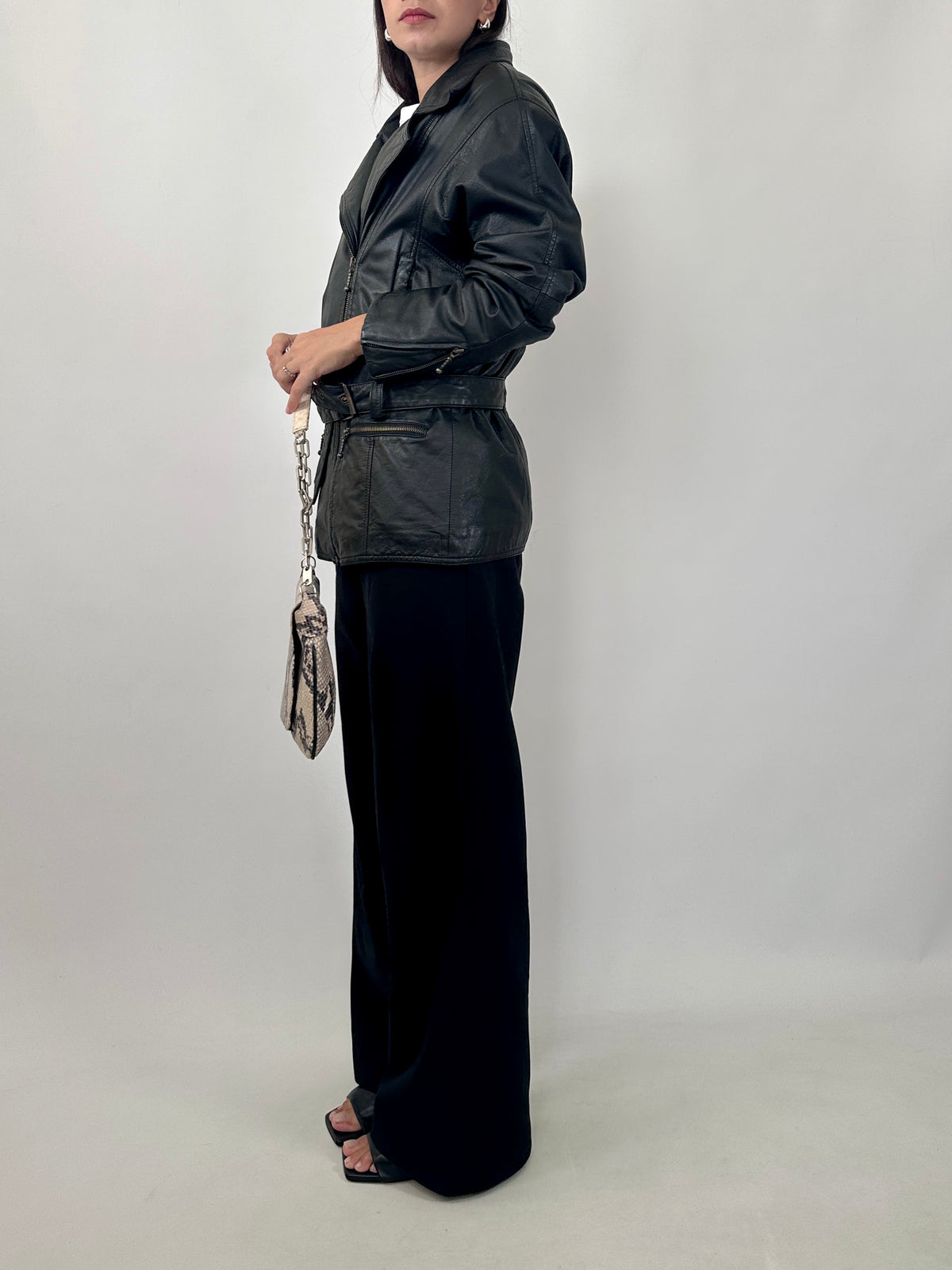 80s Belted Leather Jacket