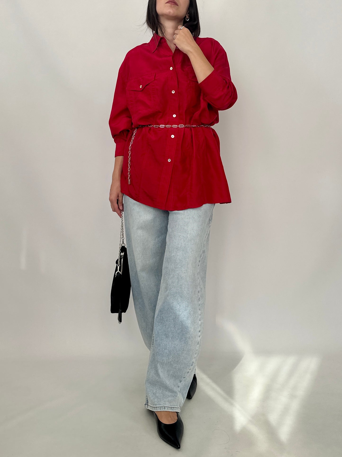 Oversized Silk Utility Shirt