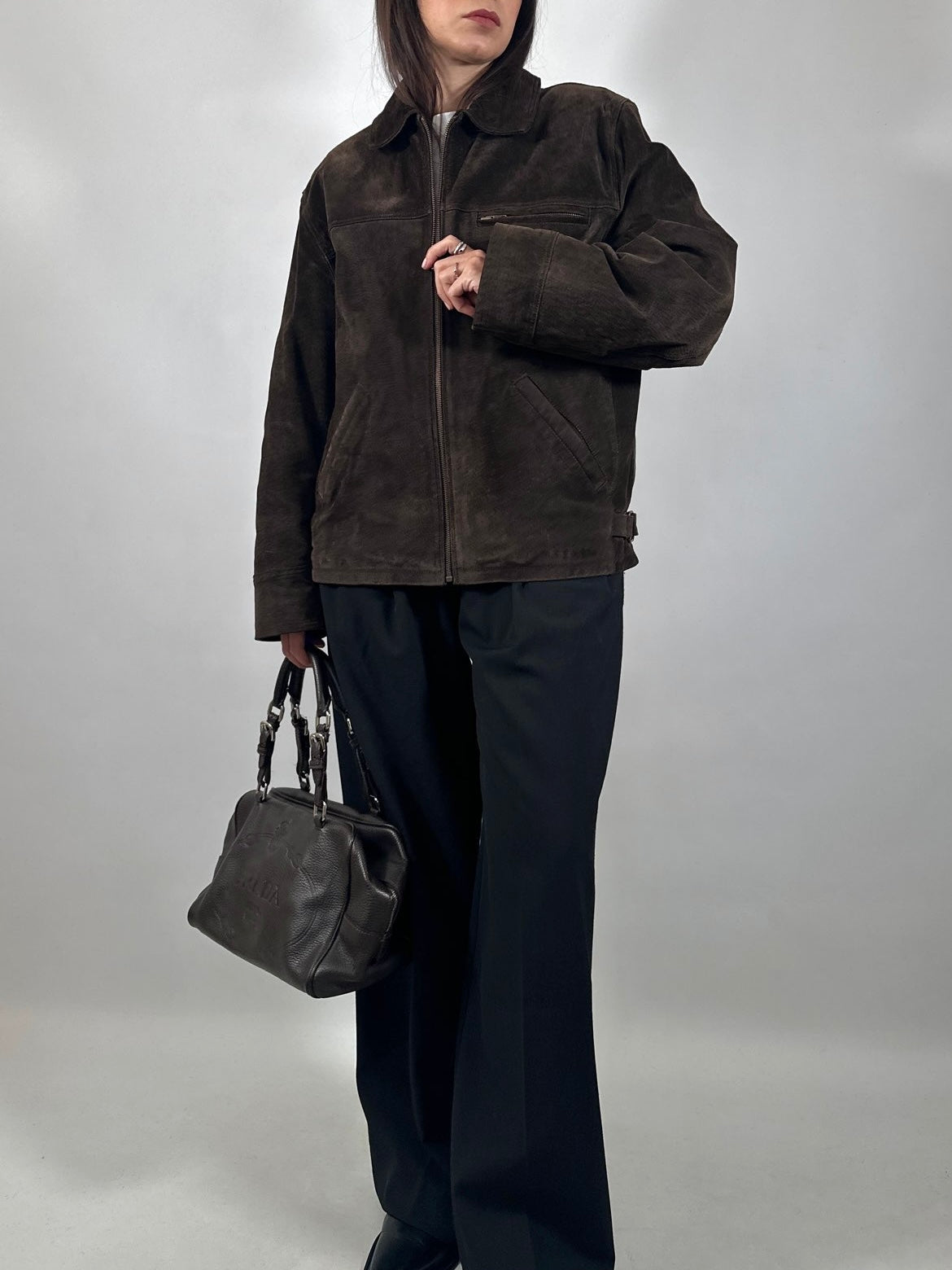 Brown Leather Zipped Jacket