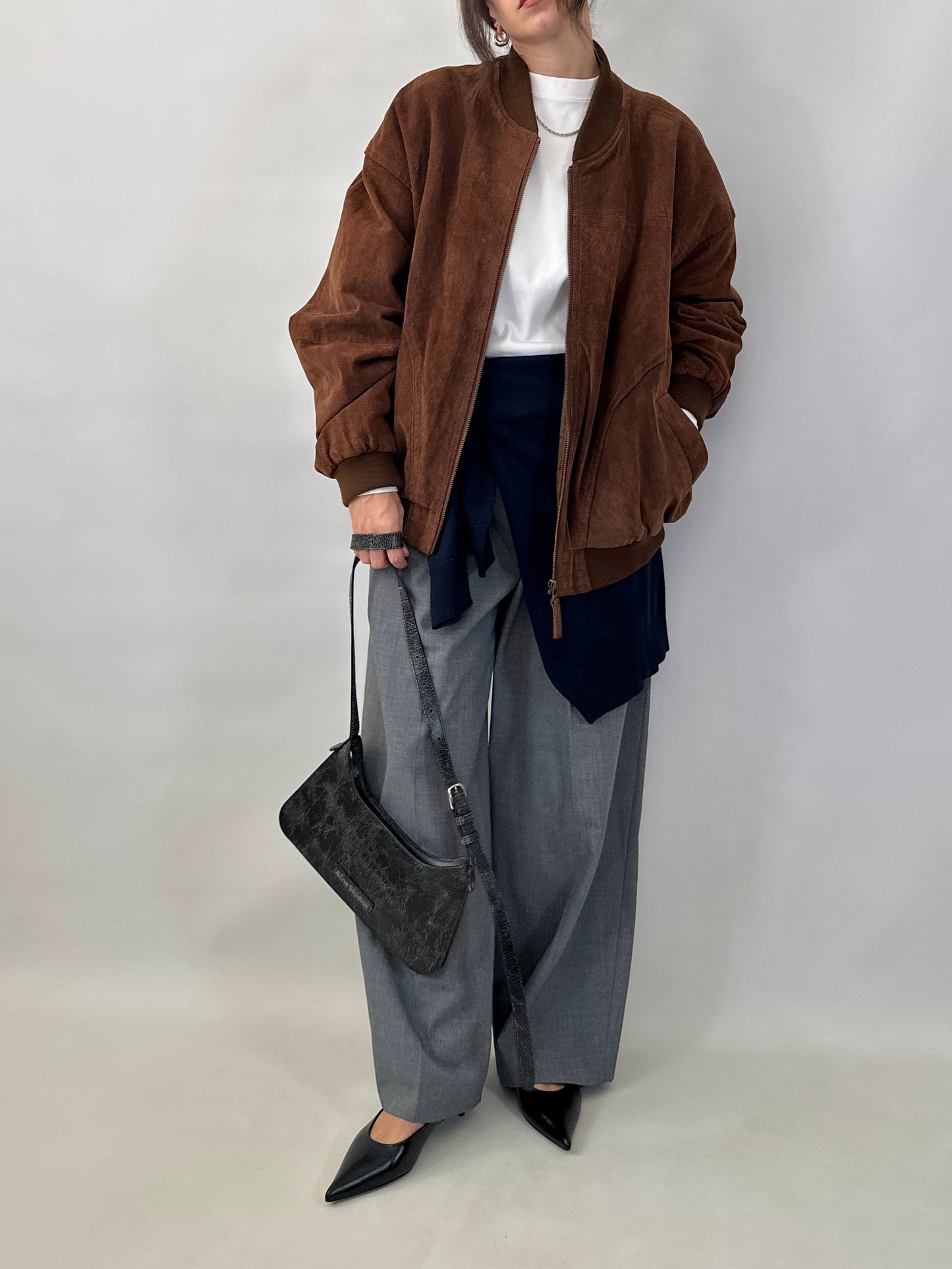 Real suede bomber jacket