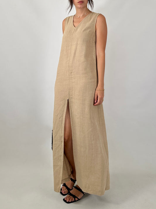 Pure linen split dress