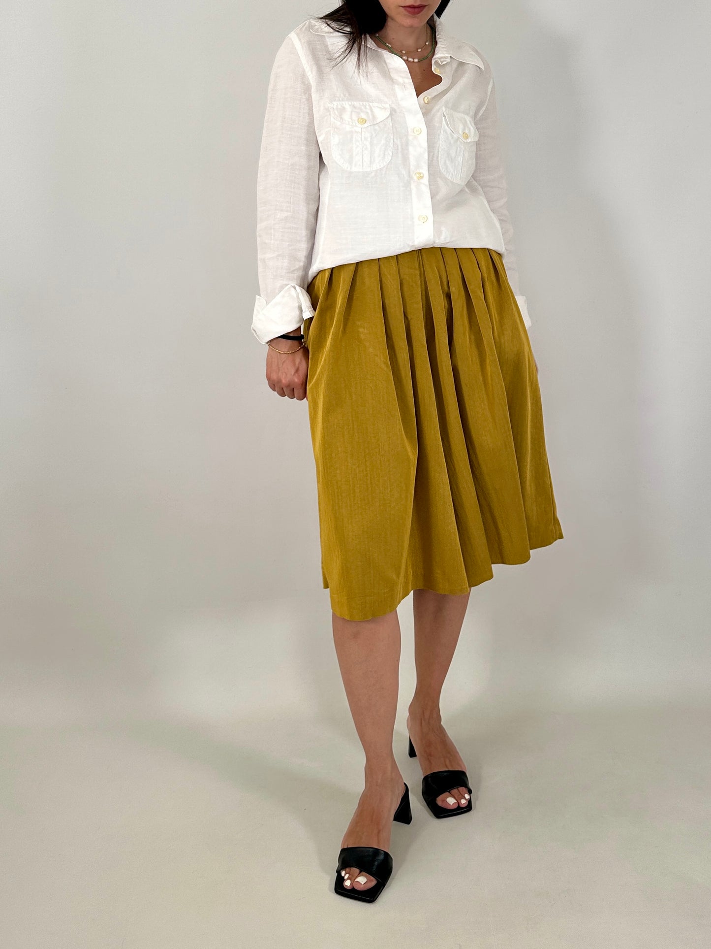 Wide-leg mustard culottes