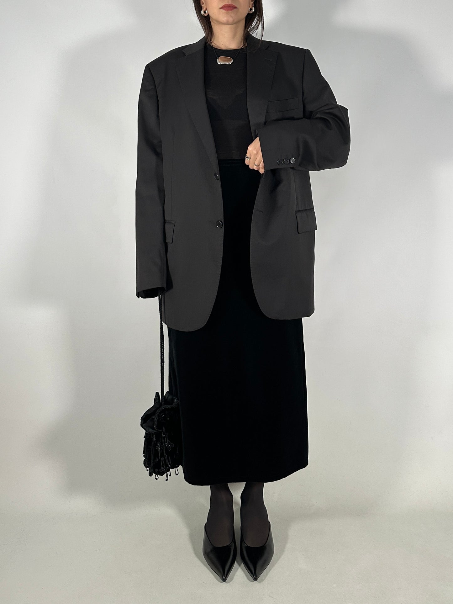 Long Velvet Skirt with Back Slit