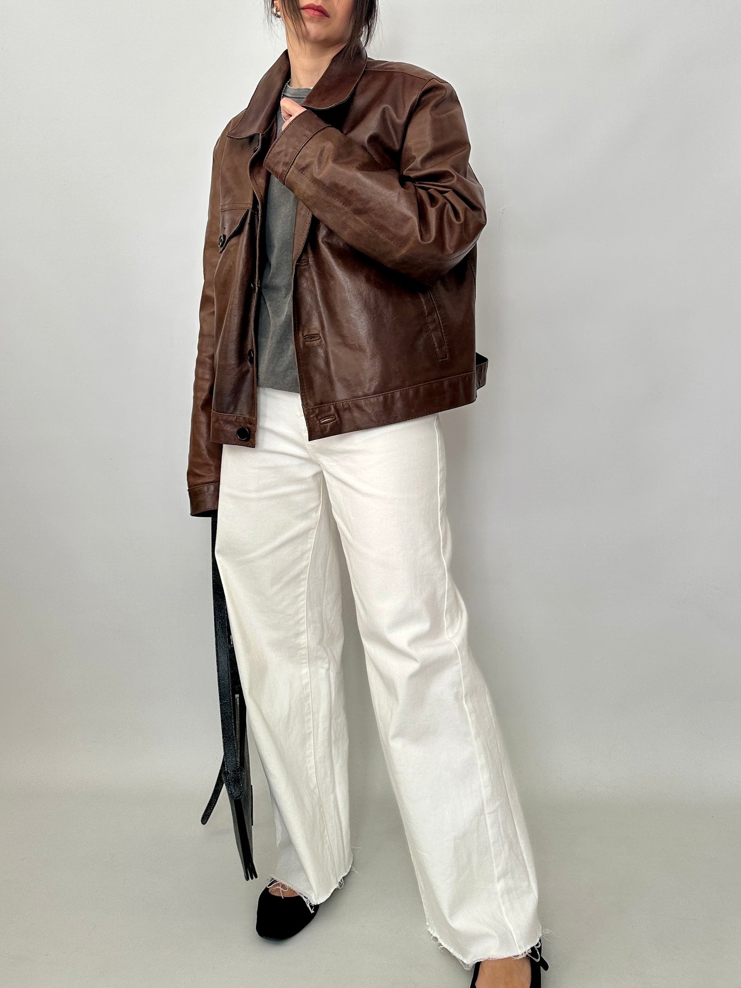 Leather and denim vintage jacket