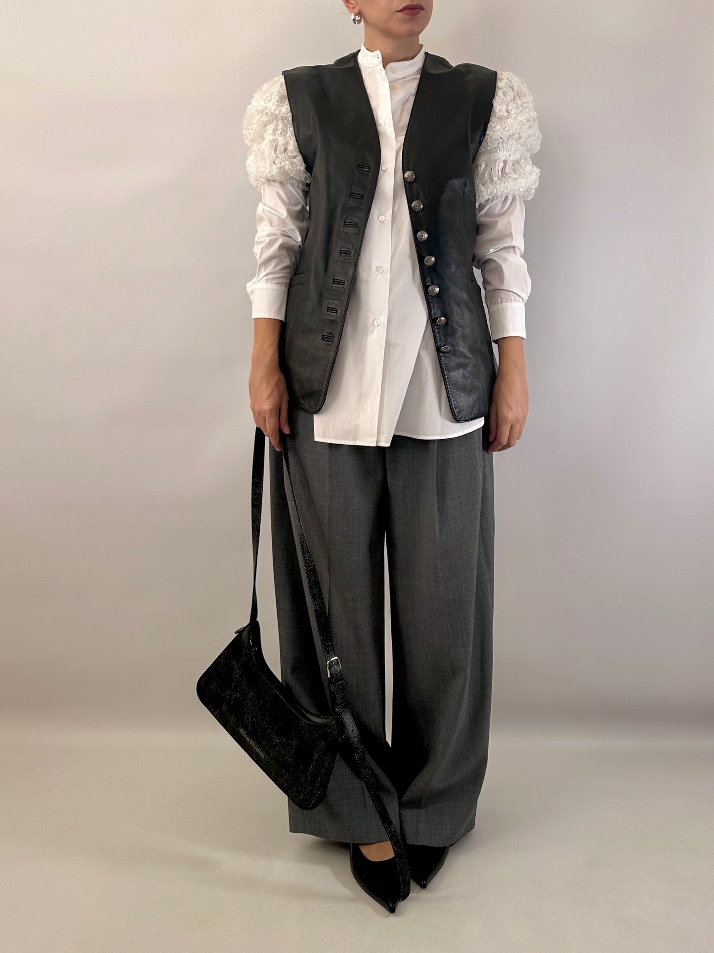 Vintage real leather waistcoat