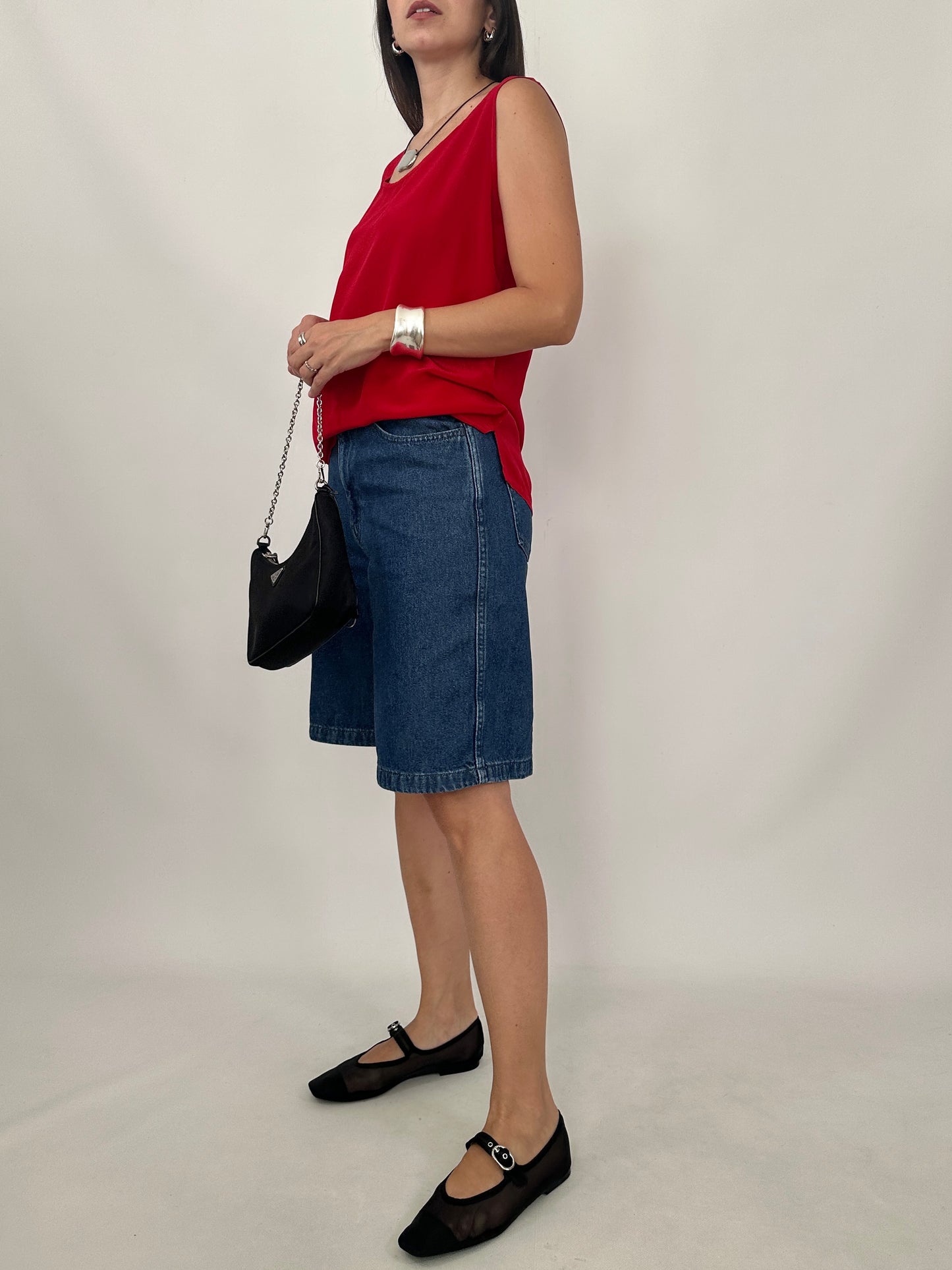 Vintage Red Silk Top