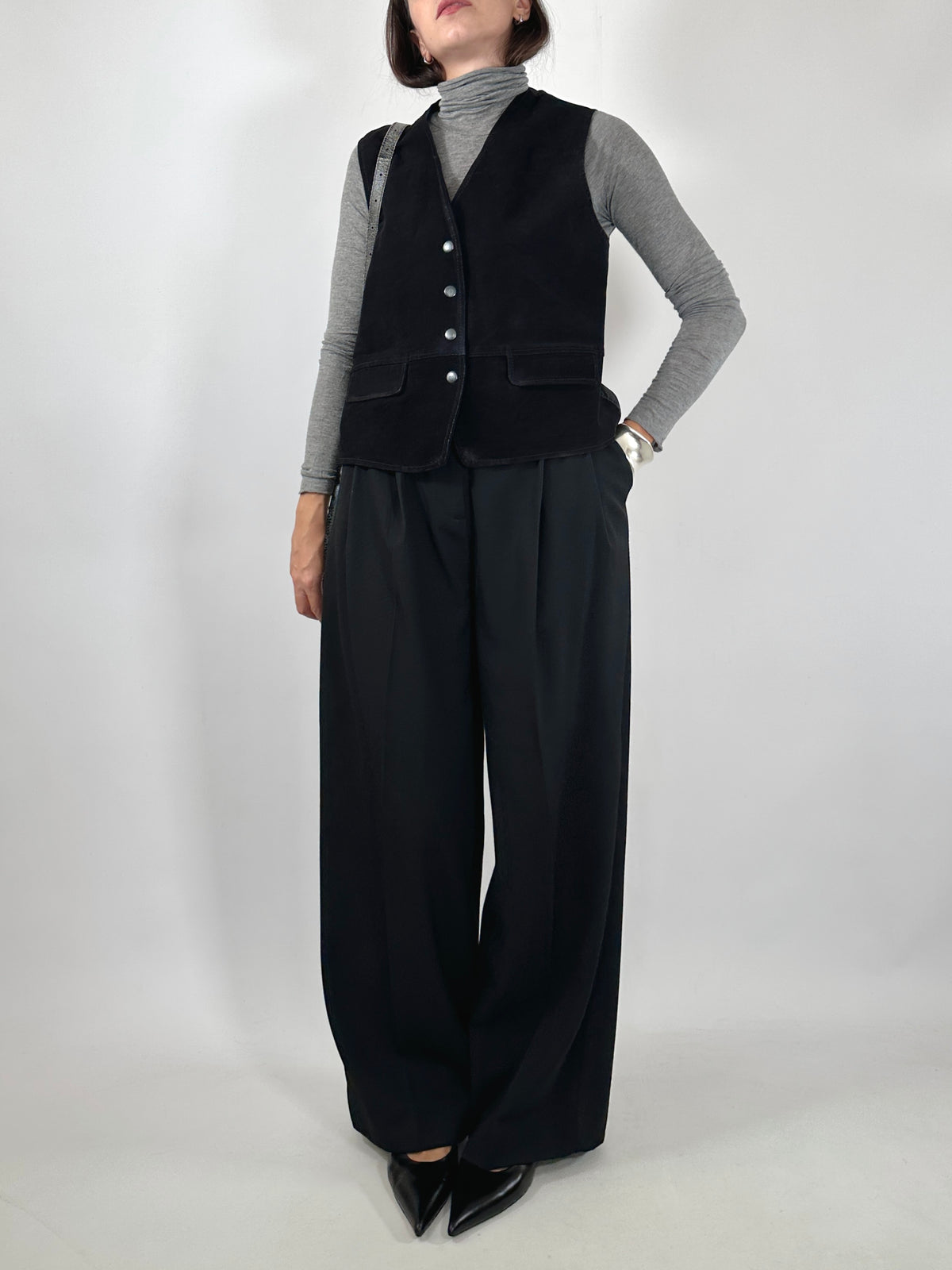 Vintage Black Suede Vest
