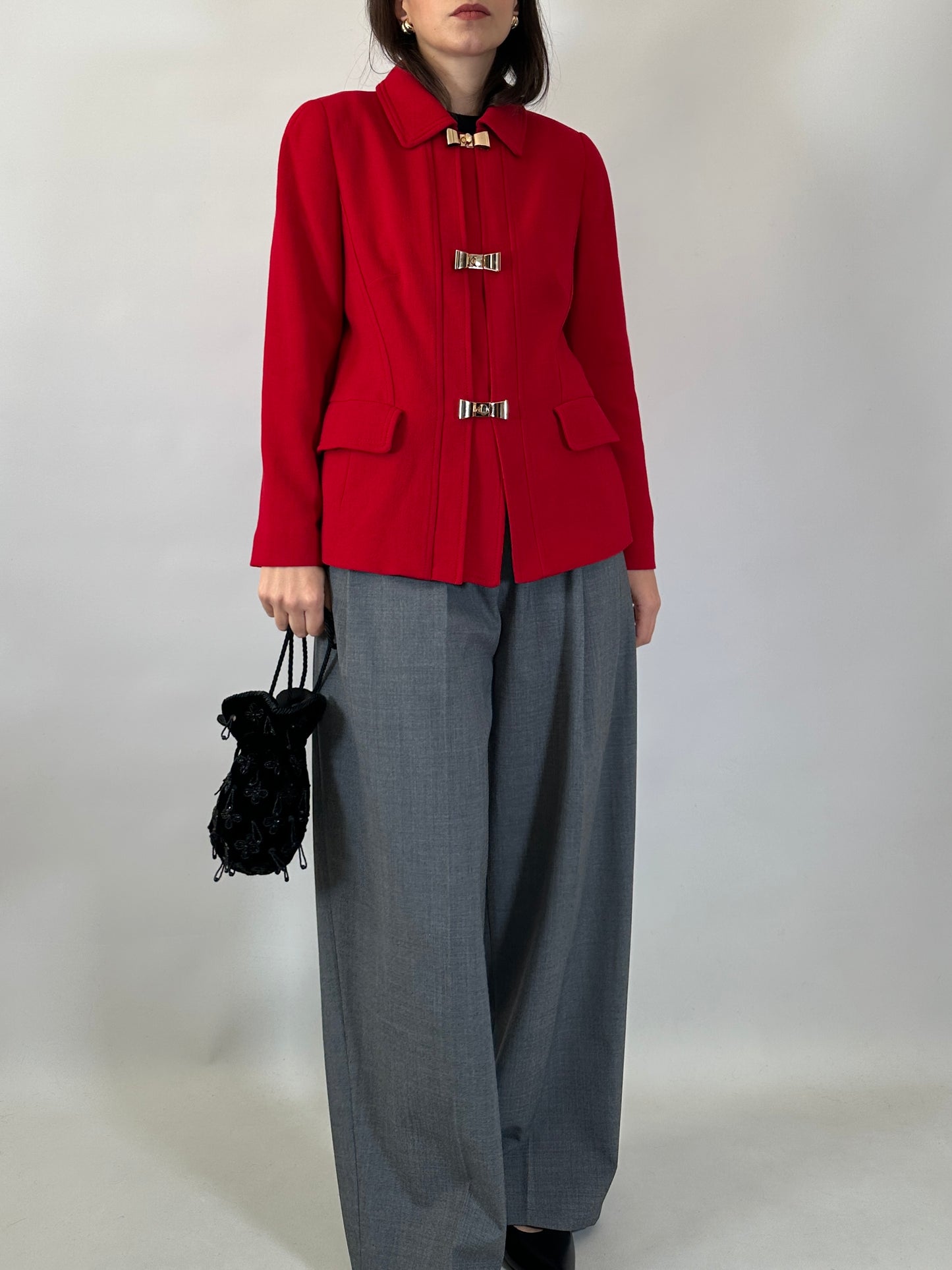 Vintage Luisa Spagnoli Red Jacket with Bow Buttons