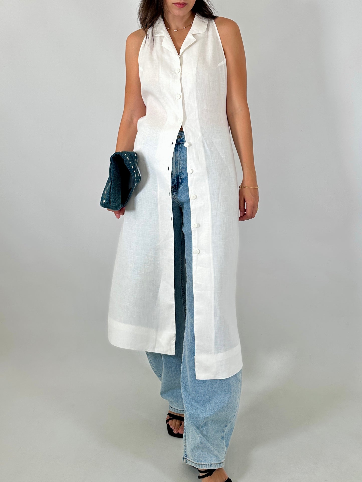 Pure linen chemisier dress