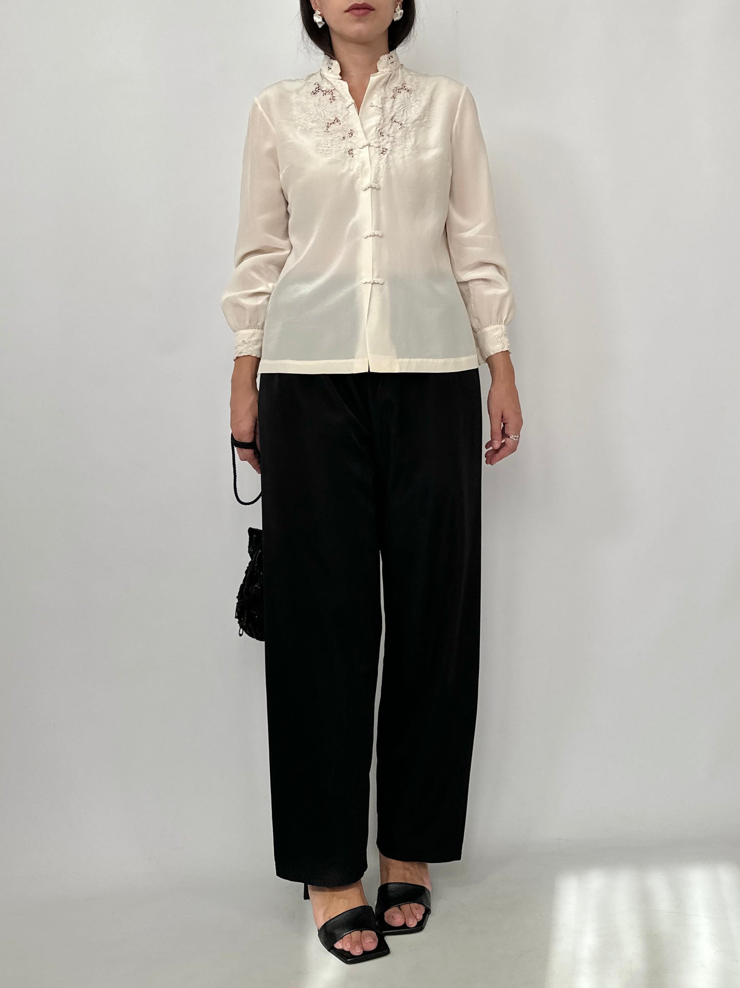 Hand-Embroidered Vintage Silk Blouse
