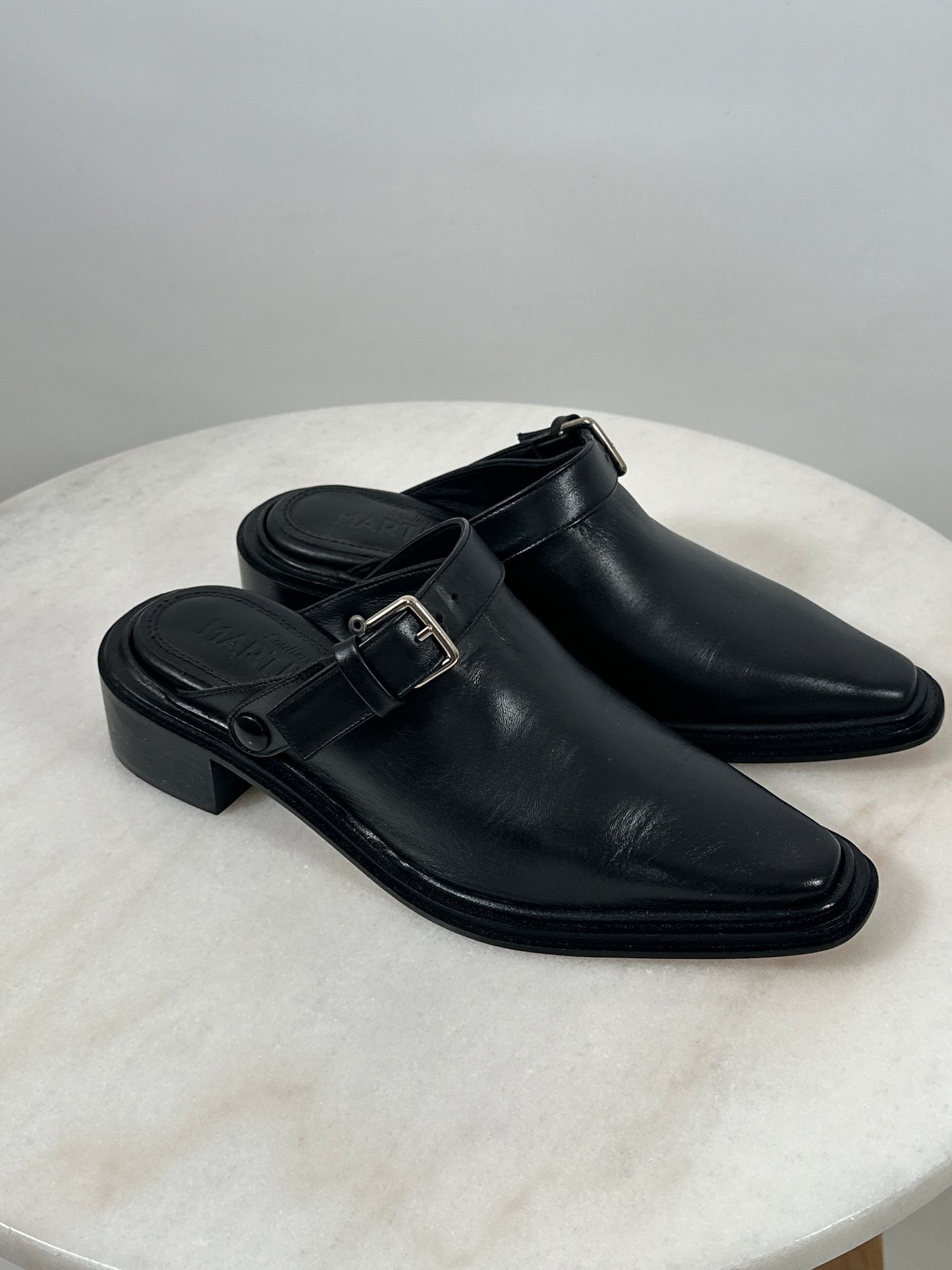 Brand New Leather Mules with Convertible Strap