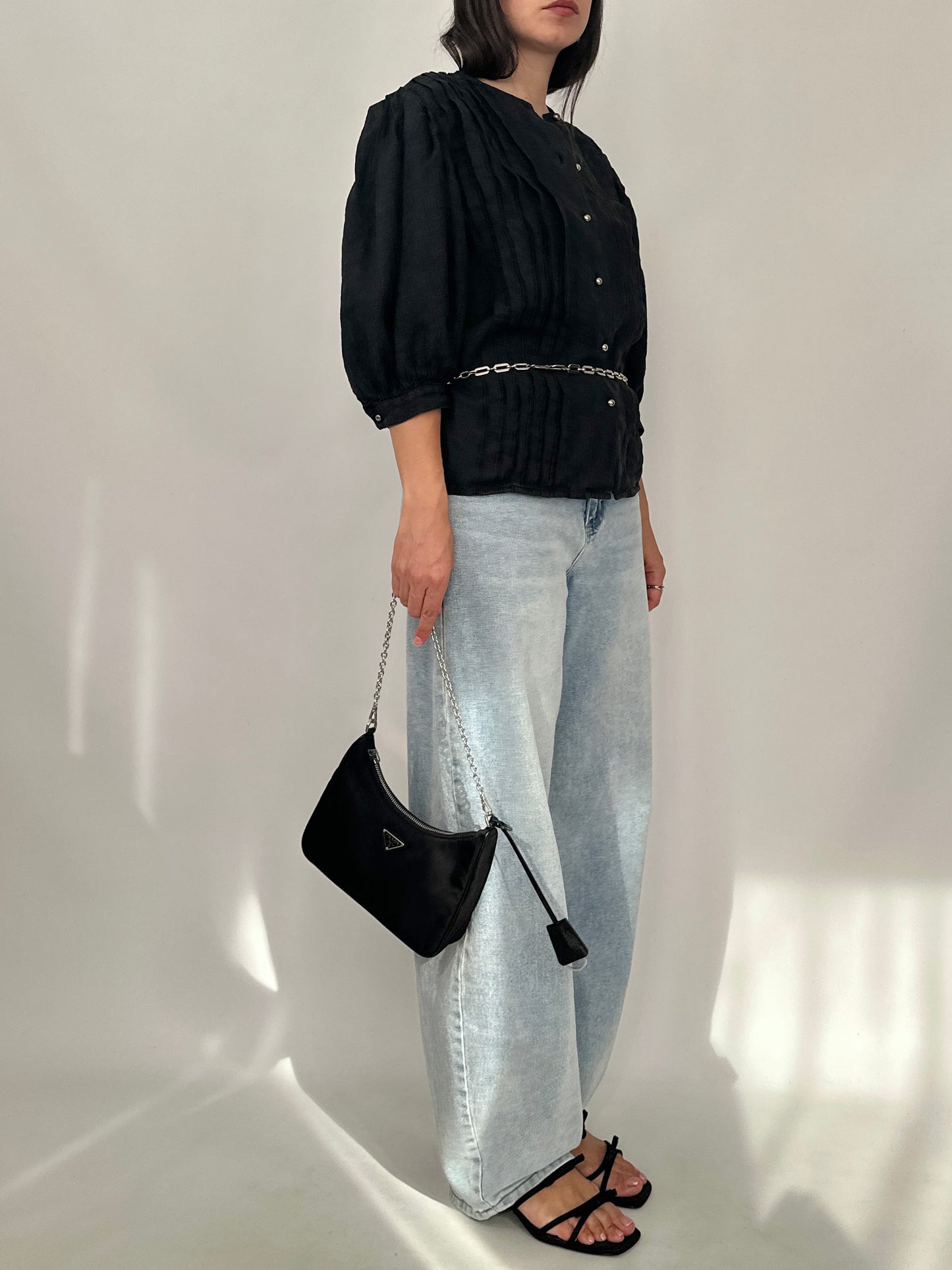 Vintage Linen Pleated Blouse
